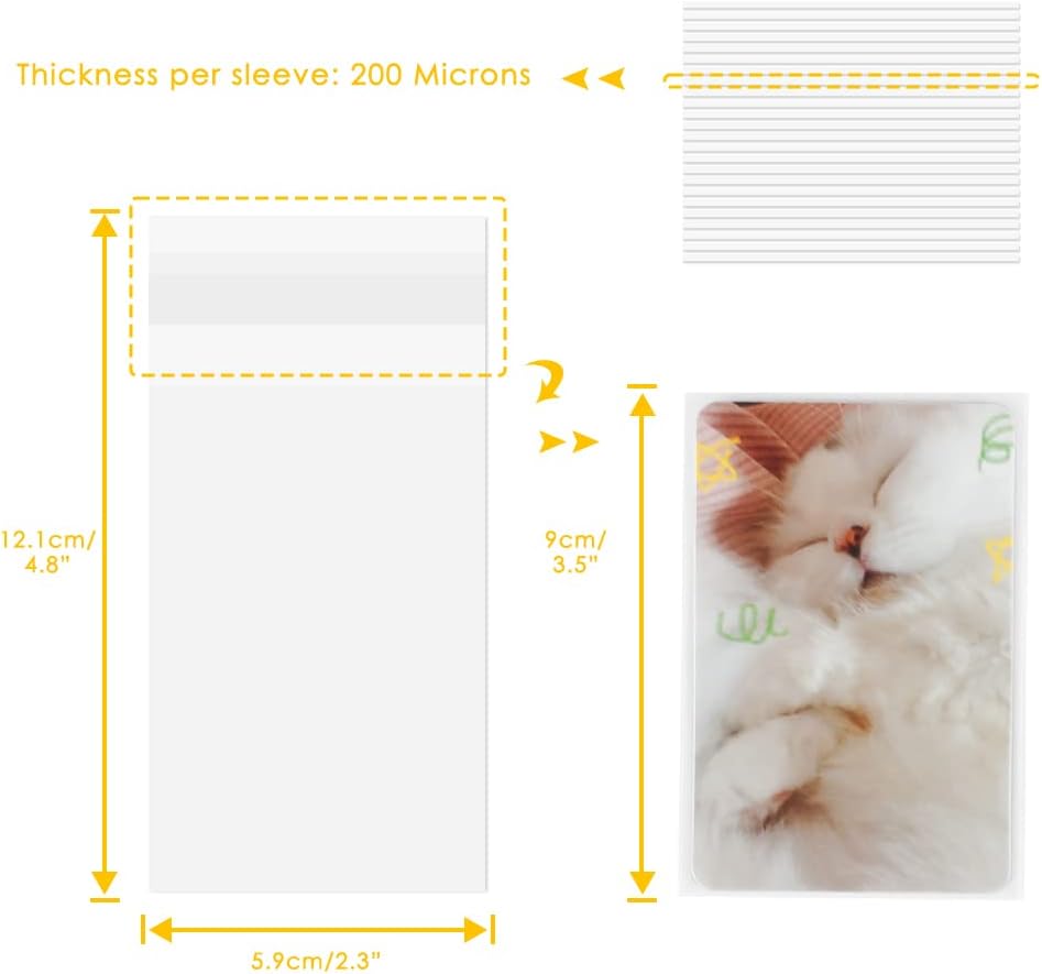 100 Packs Photocard Sleeves, 200Microns Kpop Sealable