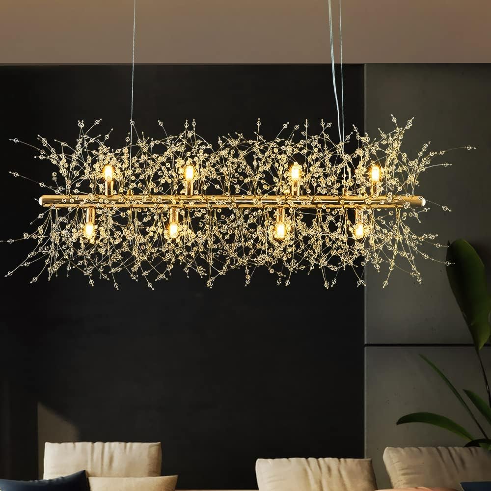 Modern Dandelion Crystal Chandelier, 12 Lights, Adjustable Colors