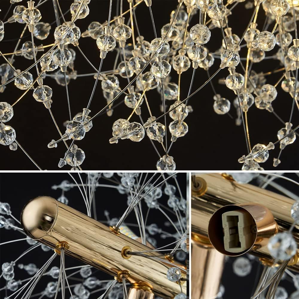 Modern Dandelion Crystal Chandelier, 12 Lights, Adjustable Colors