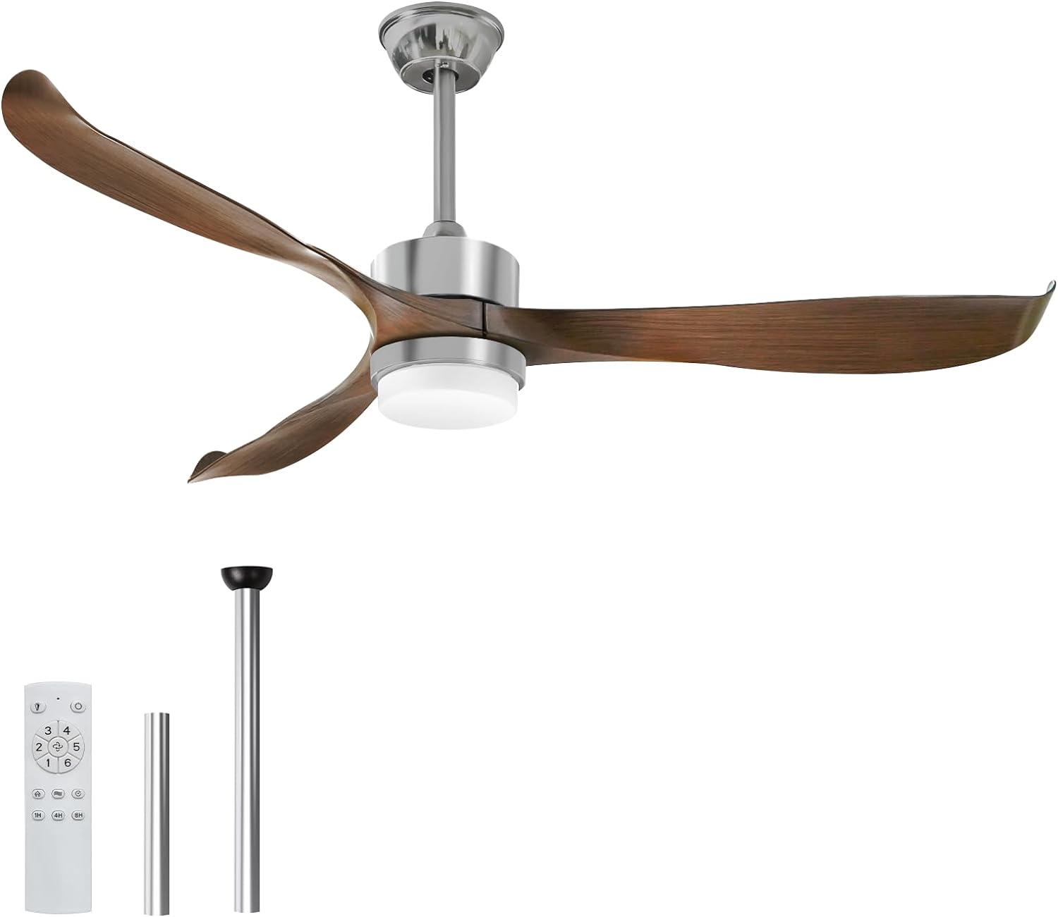 Dimmable Ceiling Fan with LED Light, Remote, DC Motor, Brown