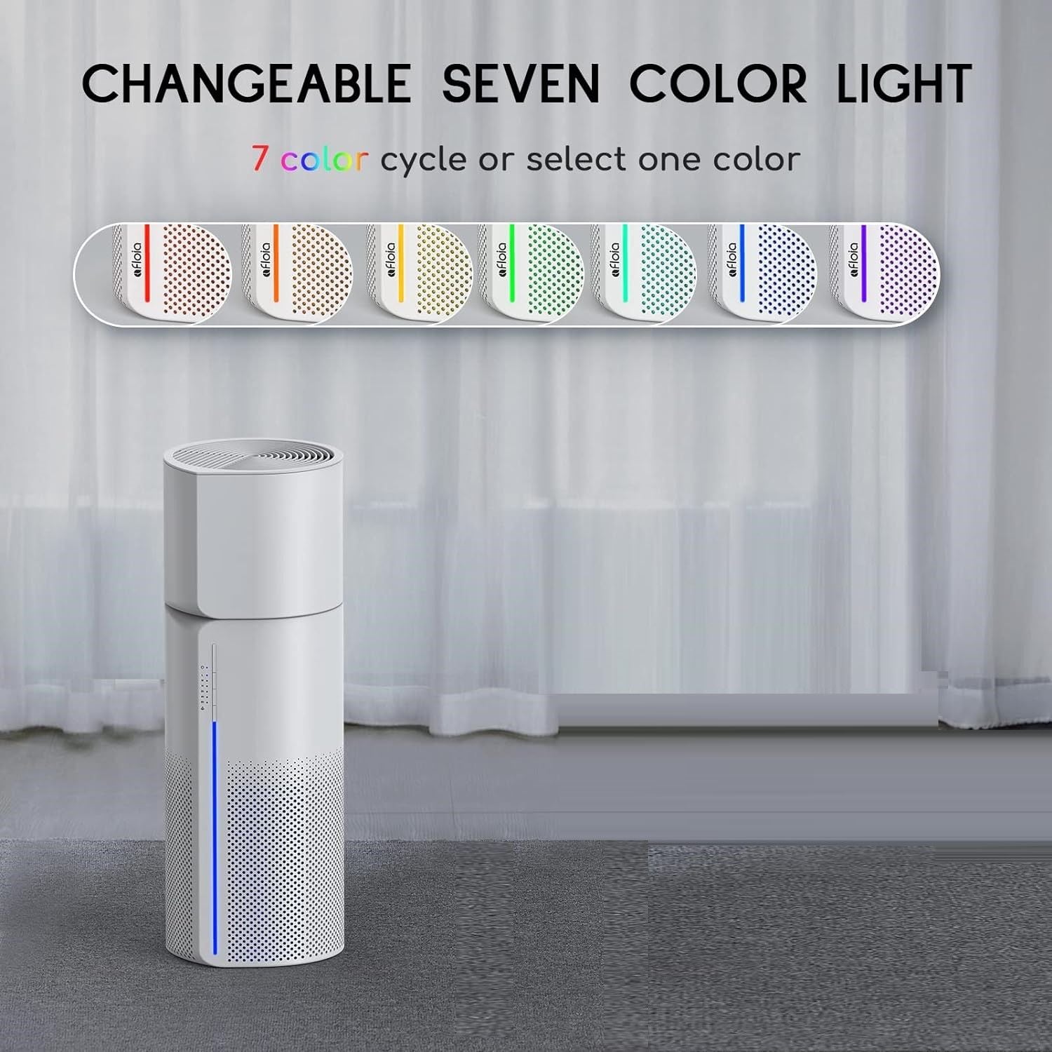 2-in-1 HEPA Air Purifier Humidifier, 3-in-1 Filtration, 7 Colors