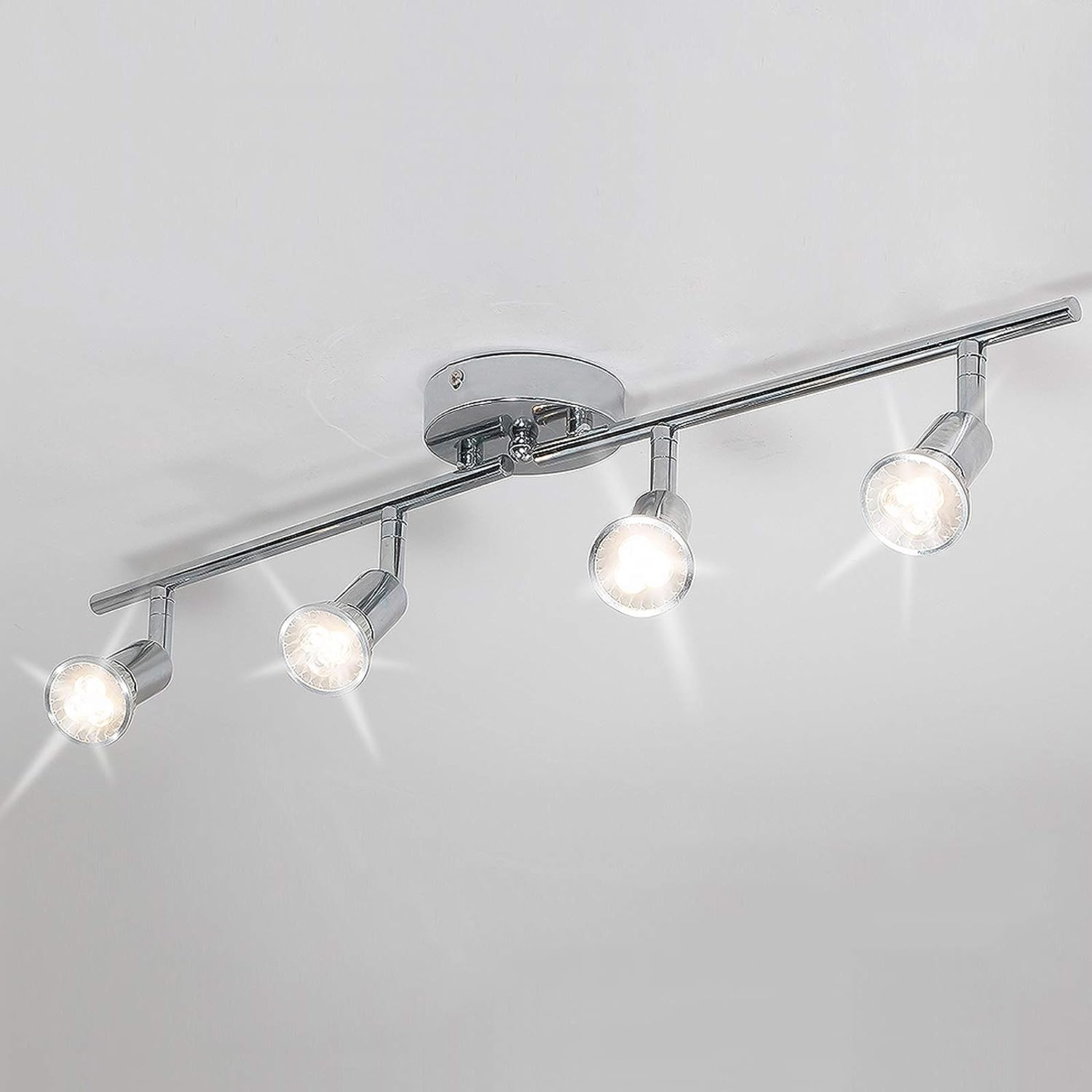 Adjustable 4-Light LED Track Lighting Kit - Chrome Finish