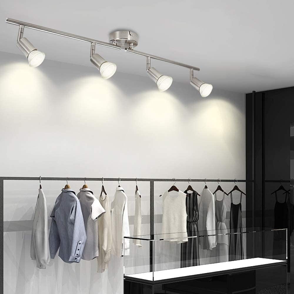 VANoopee 12-Light GU10 Track Lighting Kit – 13ft H-Type Rail With Canopy Connector, White Track Heads (Bulbs Not Included)
