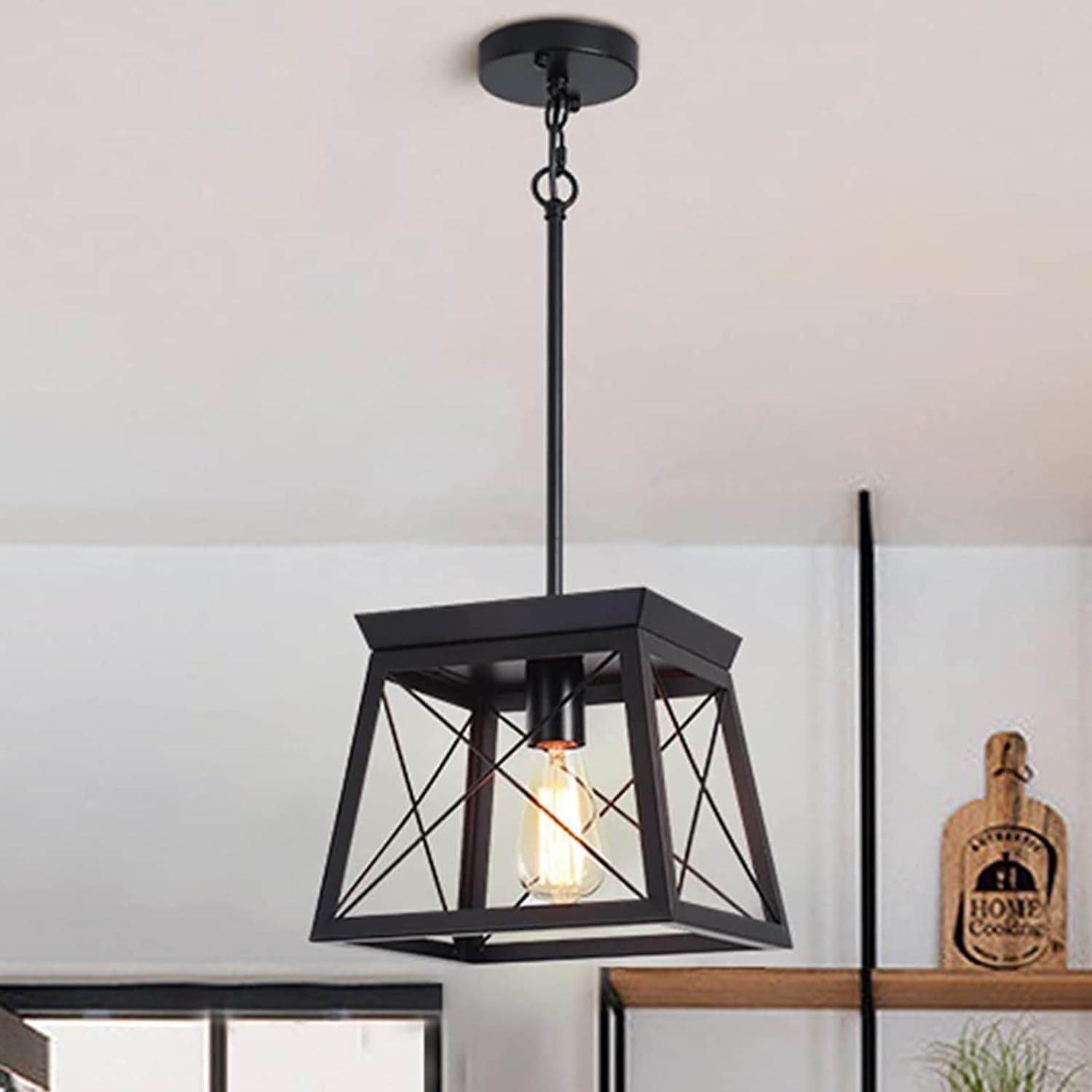 Rustic Farmhouse Pendant Lantern Chandelier, E27 Socket