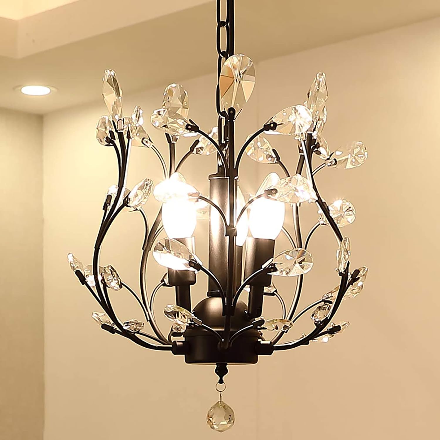 Adjustable Vintage K9 Crystal 3-Light Chandelier 25W