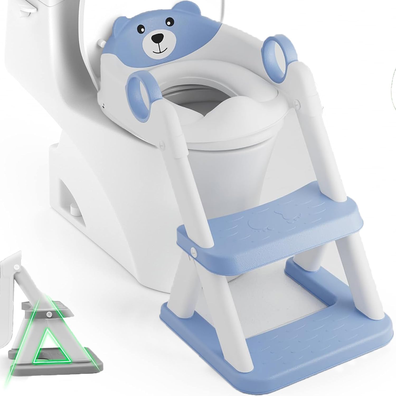 Upgraded Potty Training Seat Ladder with Handrails, Blue