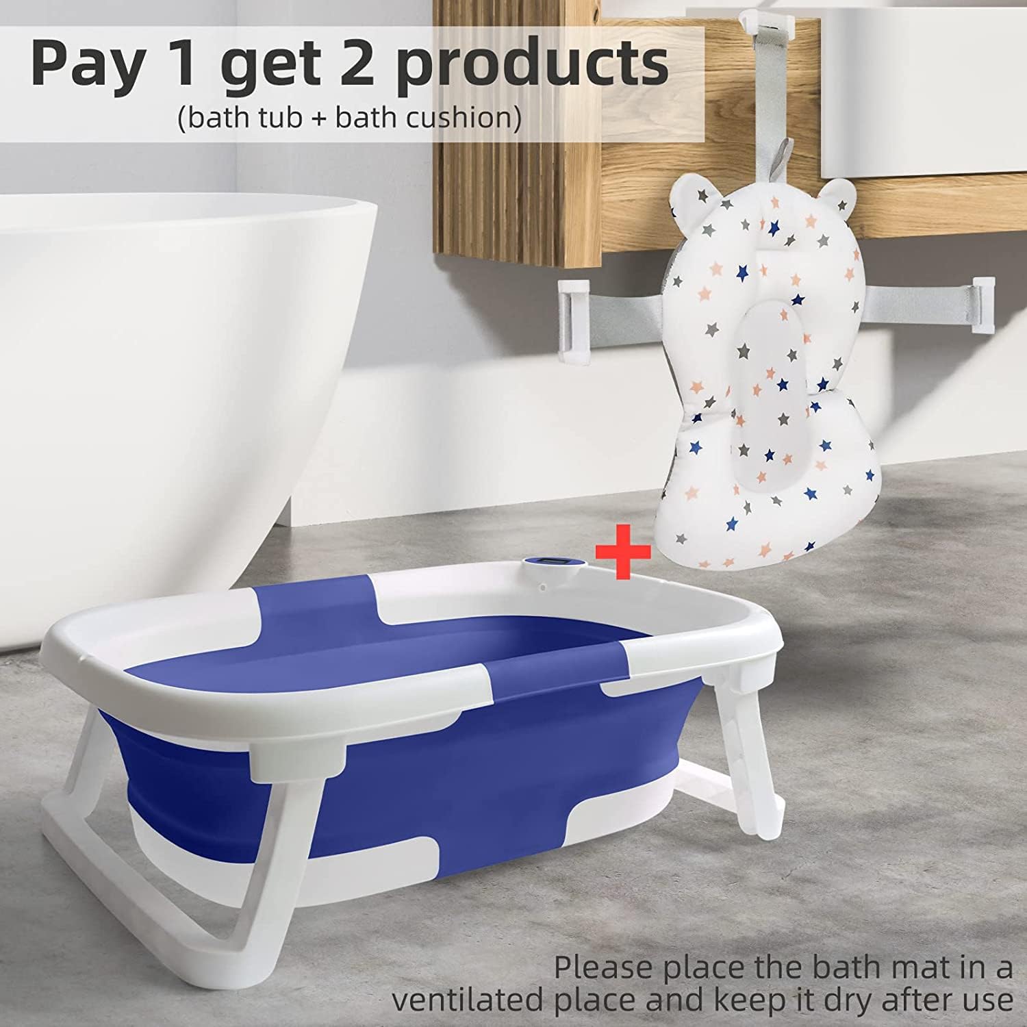 Foldable Baby Bath Tub, Non-Slip, BPA-Free, 0-24m