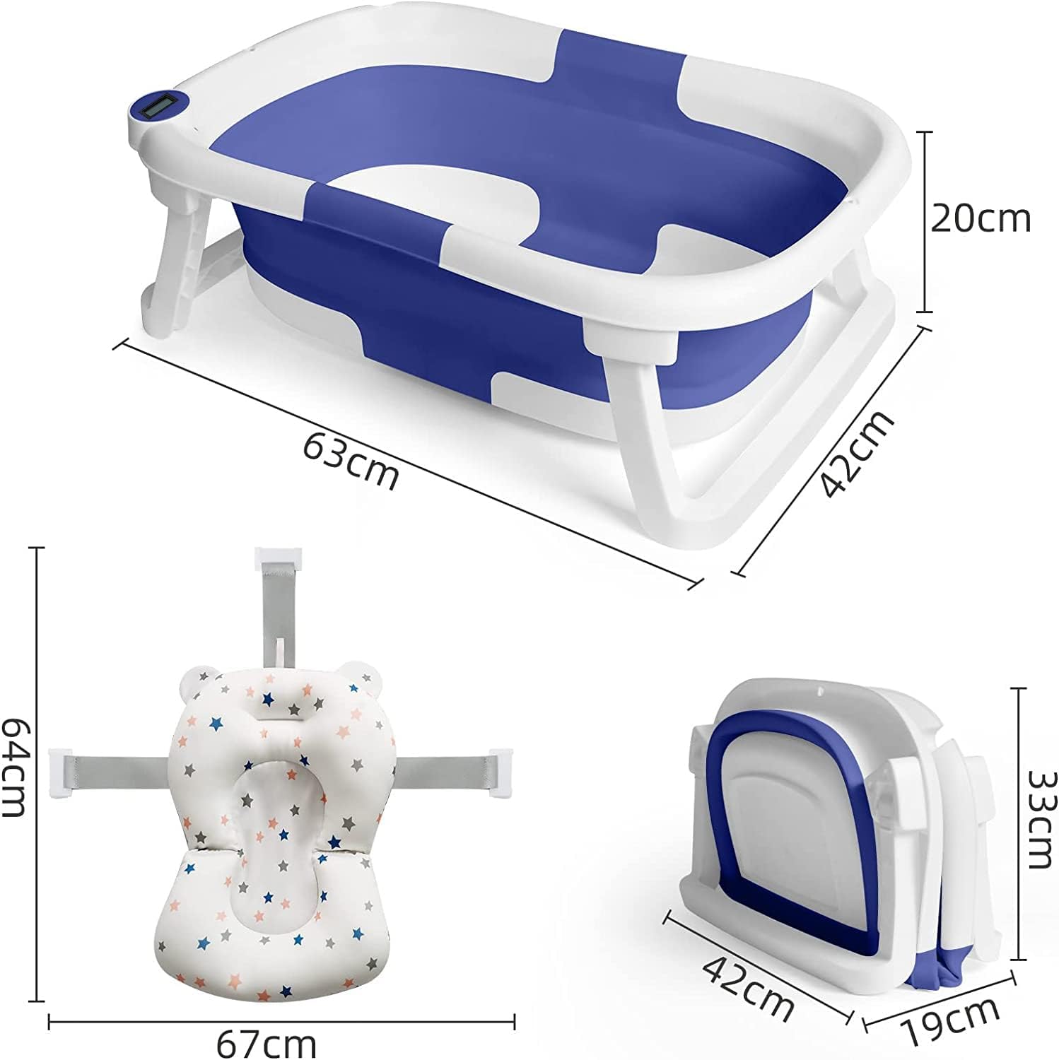 Foldable Baby Bath Tub, Non-Slip, BPA-Free, 0-24m