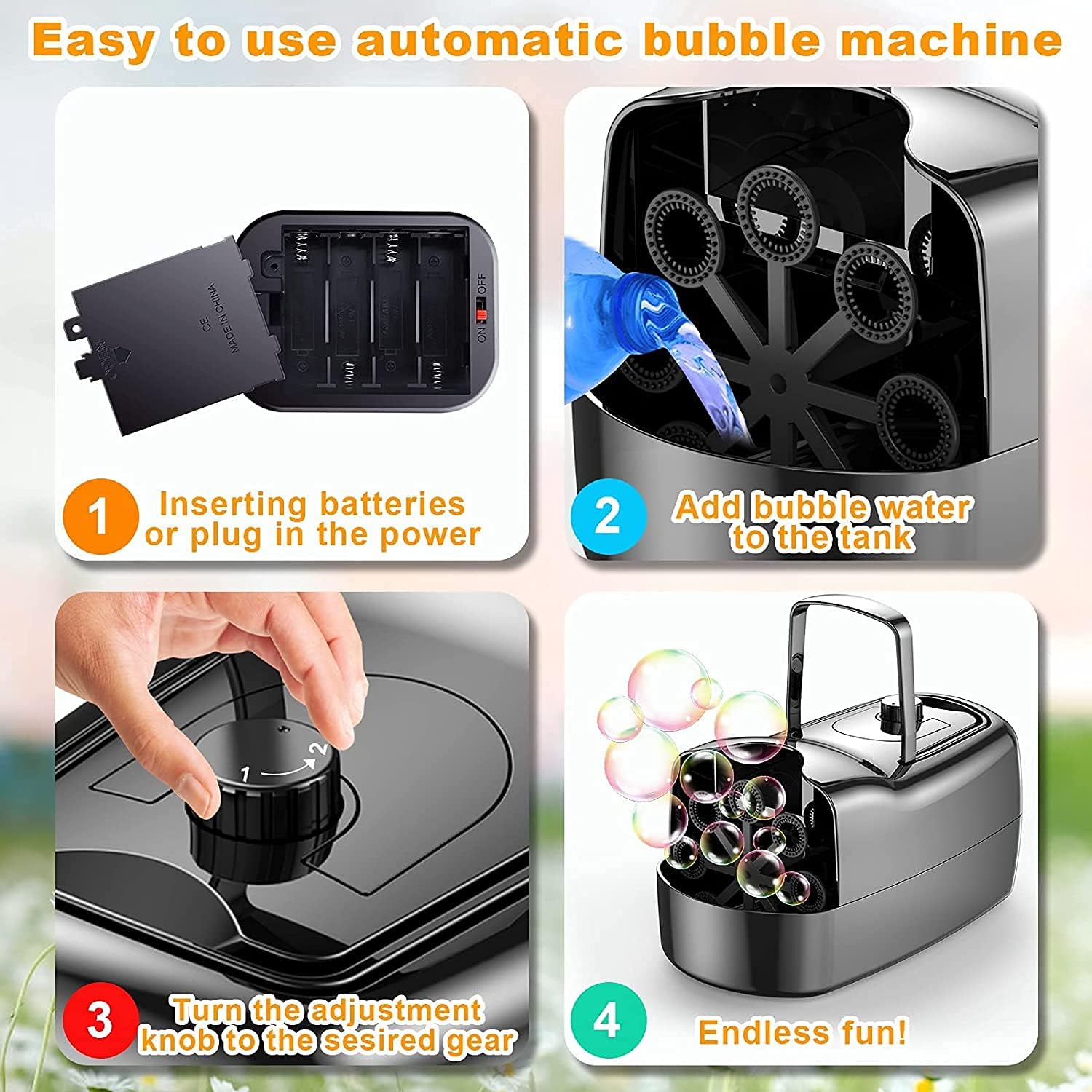 Automatic Bubble Machine, 5000 Bubbles/Min, USB Powered