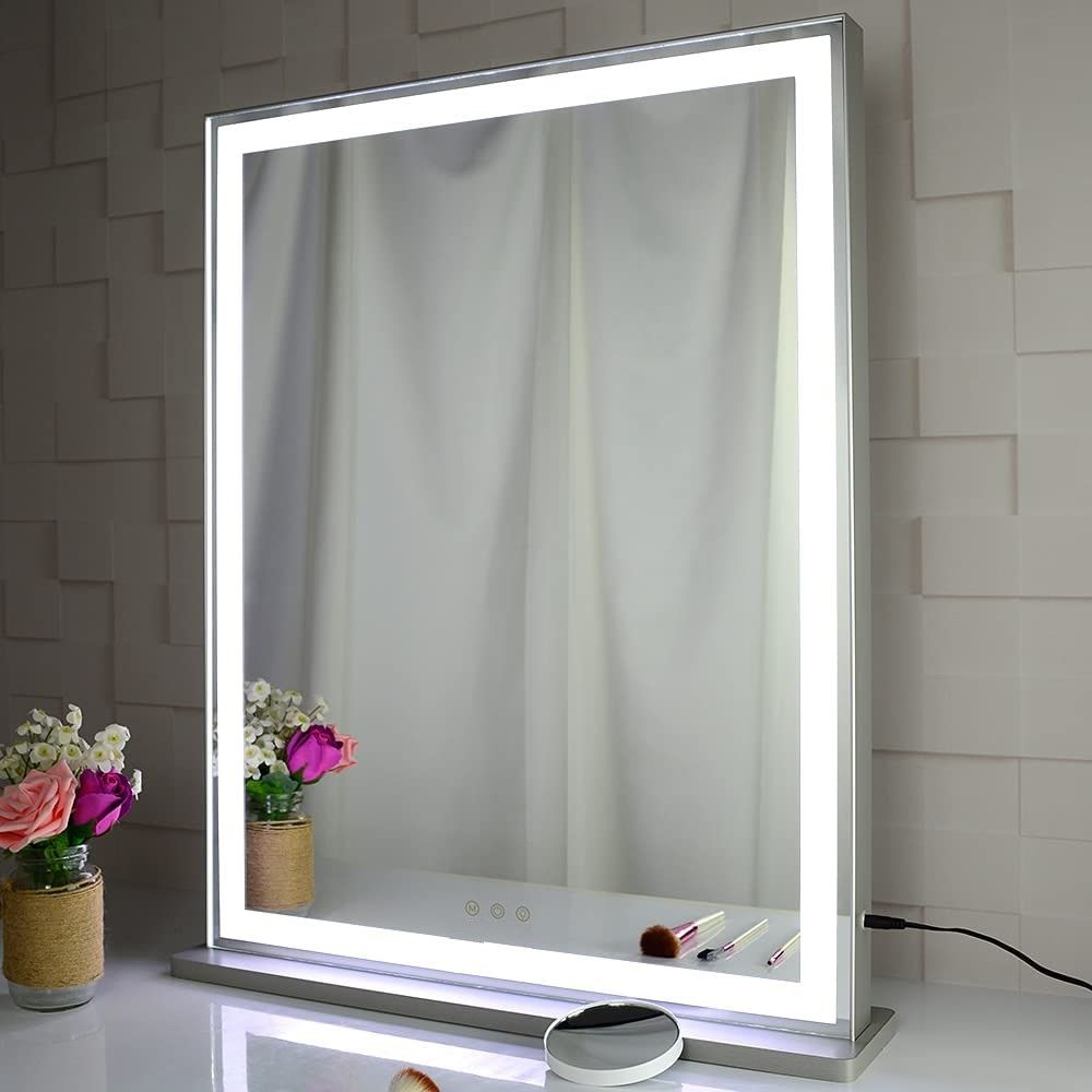 10x Magnification Mirror with Smart Touch Control and 3 Colors Dimmable Light for Bathroom and Bedroom 71 x 57 cm