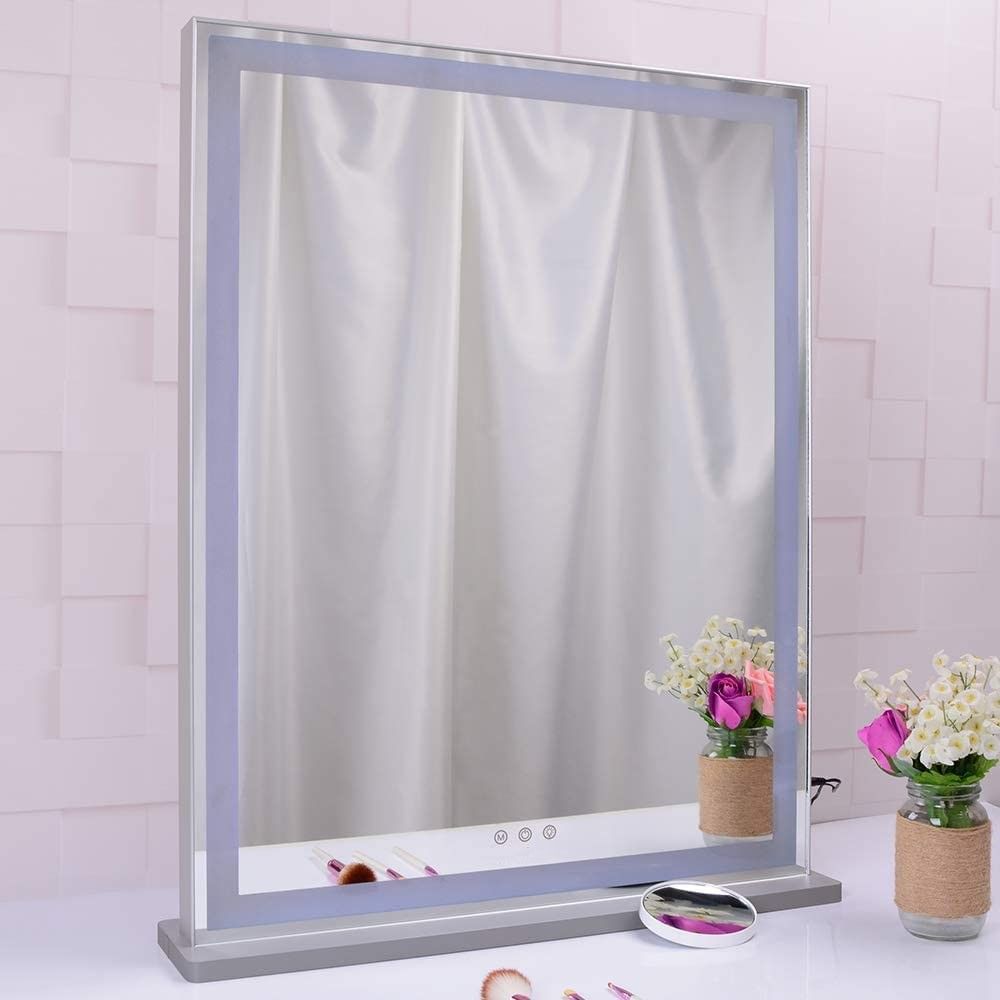 10x Magnification Mirror with Smart Touch Control and 3 Colors Dimmable Light for Bathroom and Bedroom 71 x 57 cm