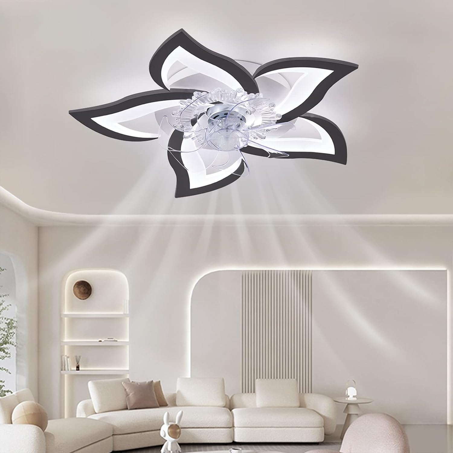 Low Profile Ceiling Fan Light, 6 Speeds, 3 Colors, 69cm