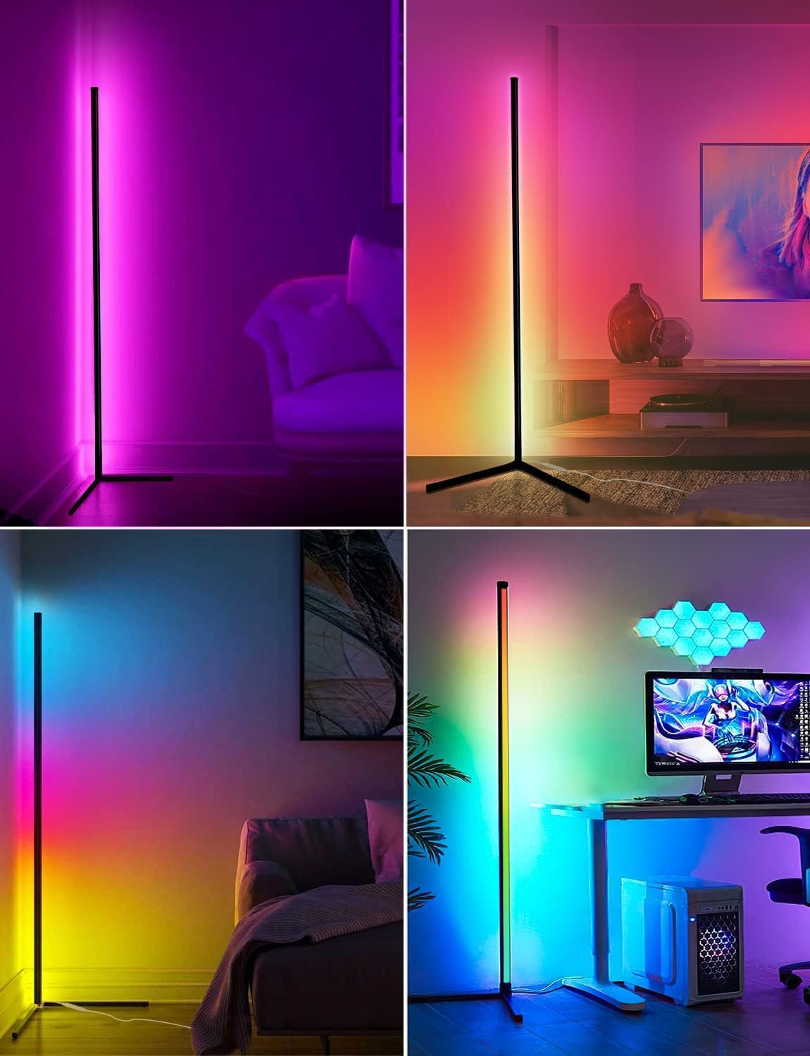 Dynamic RGB+IC LED Floor Lamp, Voice Control, 1500 Lumens