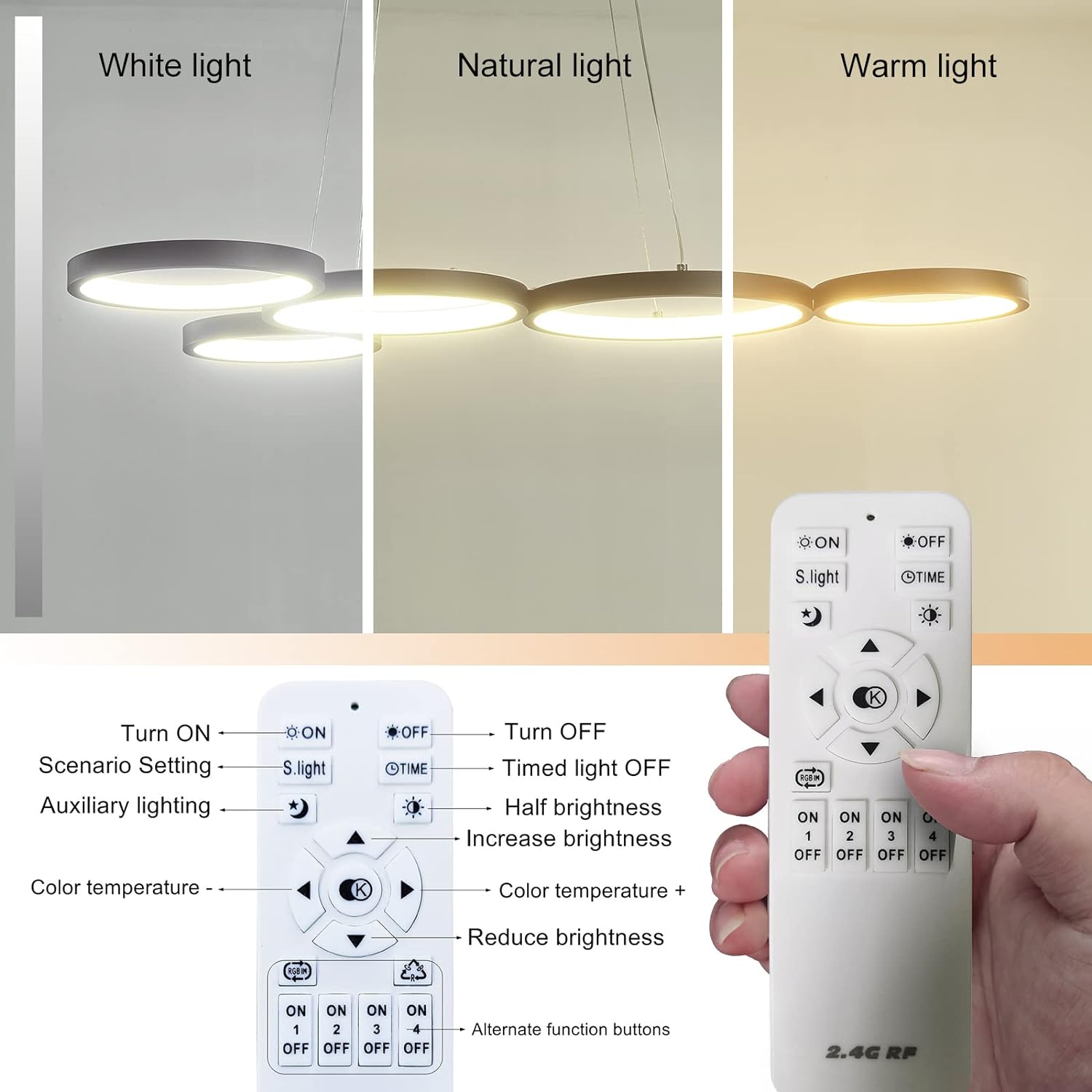 54W LED Ceiling Light with App, Remote Control, Black