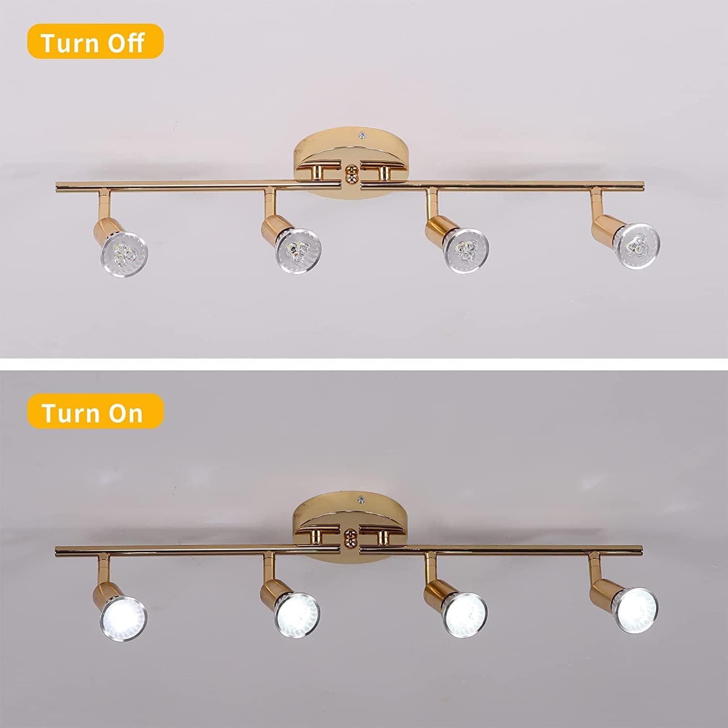 Gold LED 4-Light Track Lighting Kit, Rotatable Heads