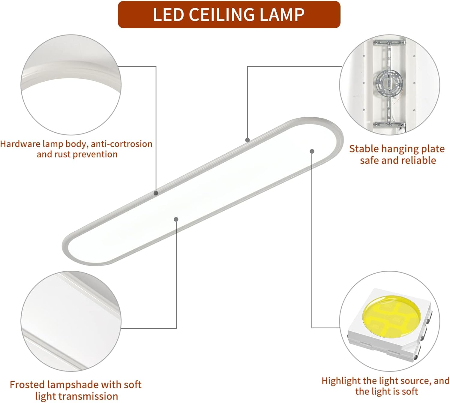 Dimmable Ultrathin 48W LED Ceiling Light, 3000-6500K, CRI 97