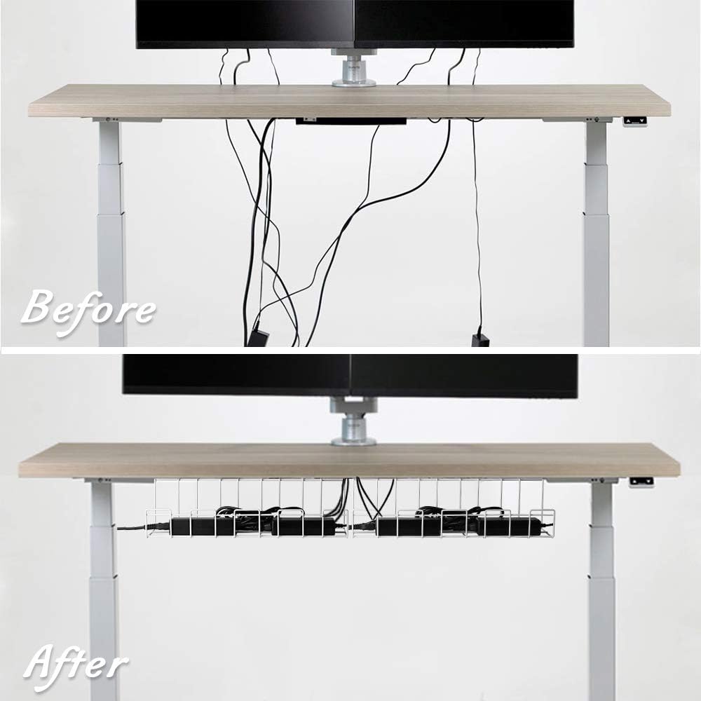 Heavy-Duty Cable Management Tray Set, 2 Pack, White