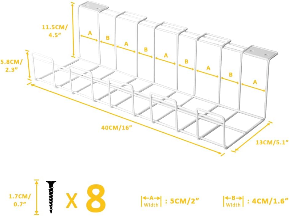 Heavy-Duty Cable Management Tray Set, 2 Pack, White