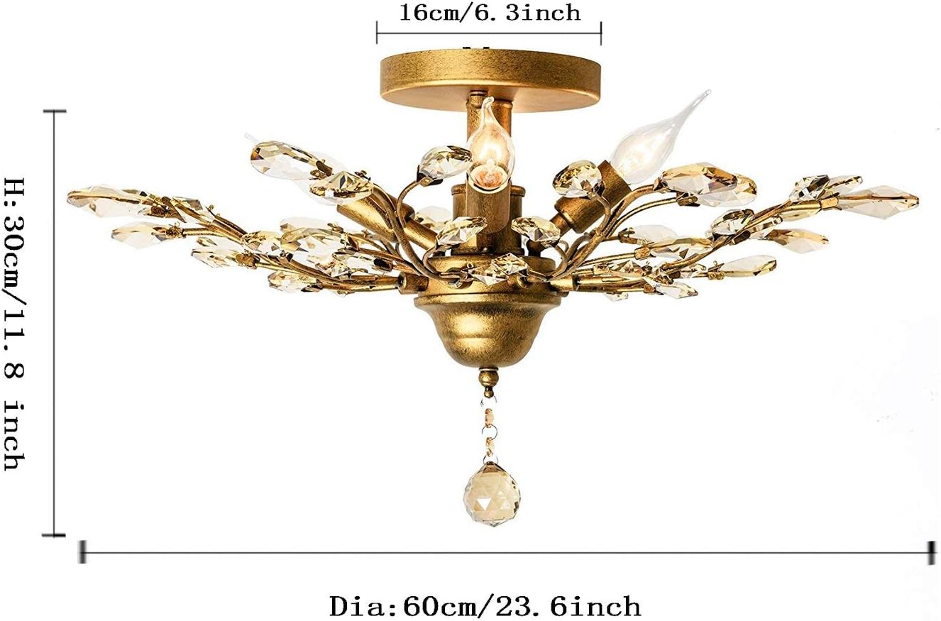 Elegant Gold Crystal Chandelier, 4 Lights, 60 cm, K9 Crystals