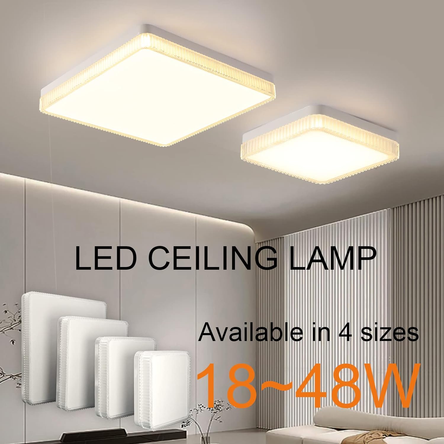 Warm LED Flush Mount Ceiling Light, 3000K, 15cm 18W