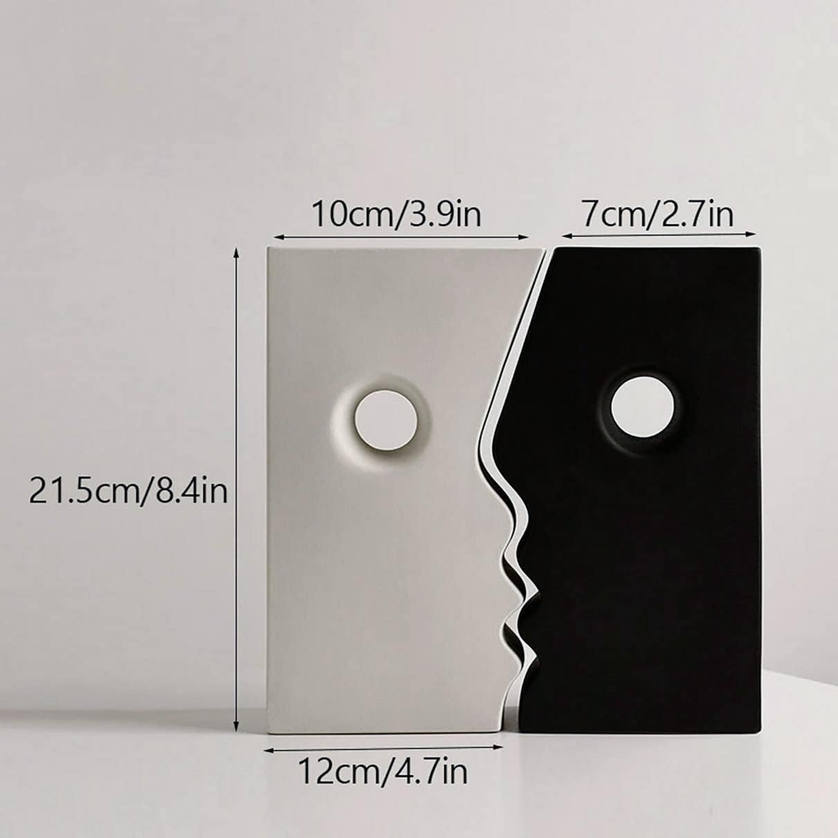 Ceramic Set of 2 Modern Black and White Vases for Home D cor