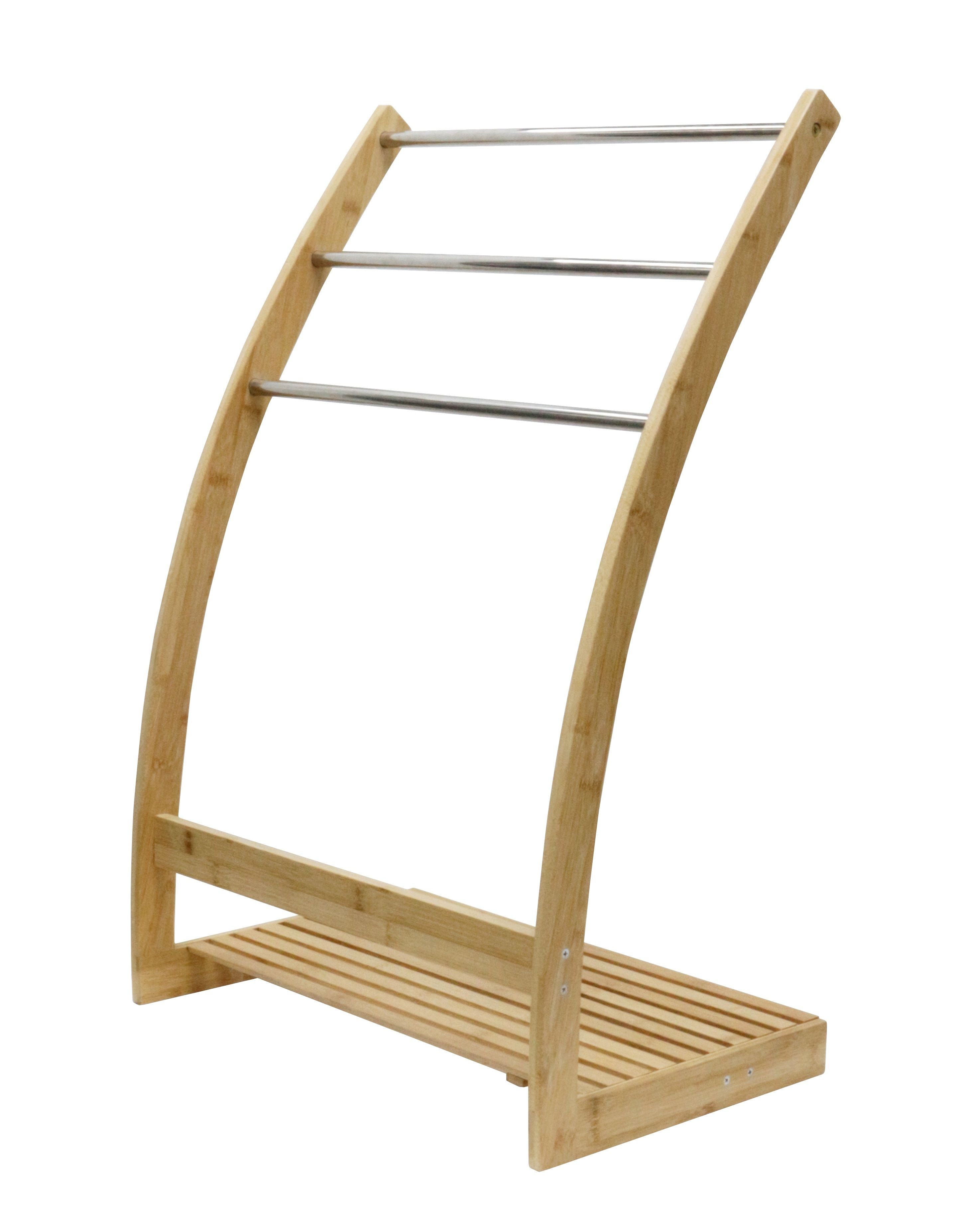 Freestanding Bamboo Metal 3-Tier Towel Rack with Shelf