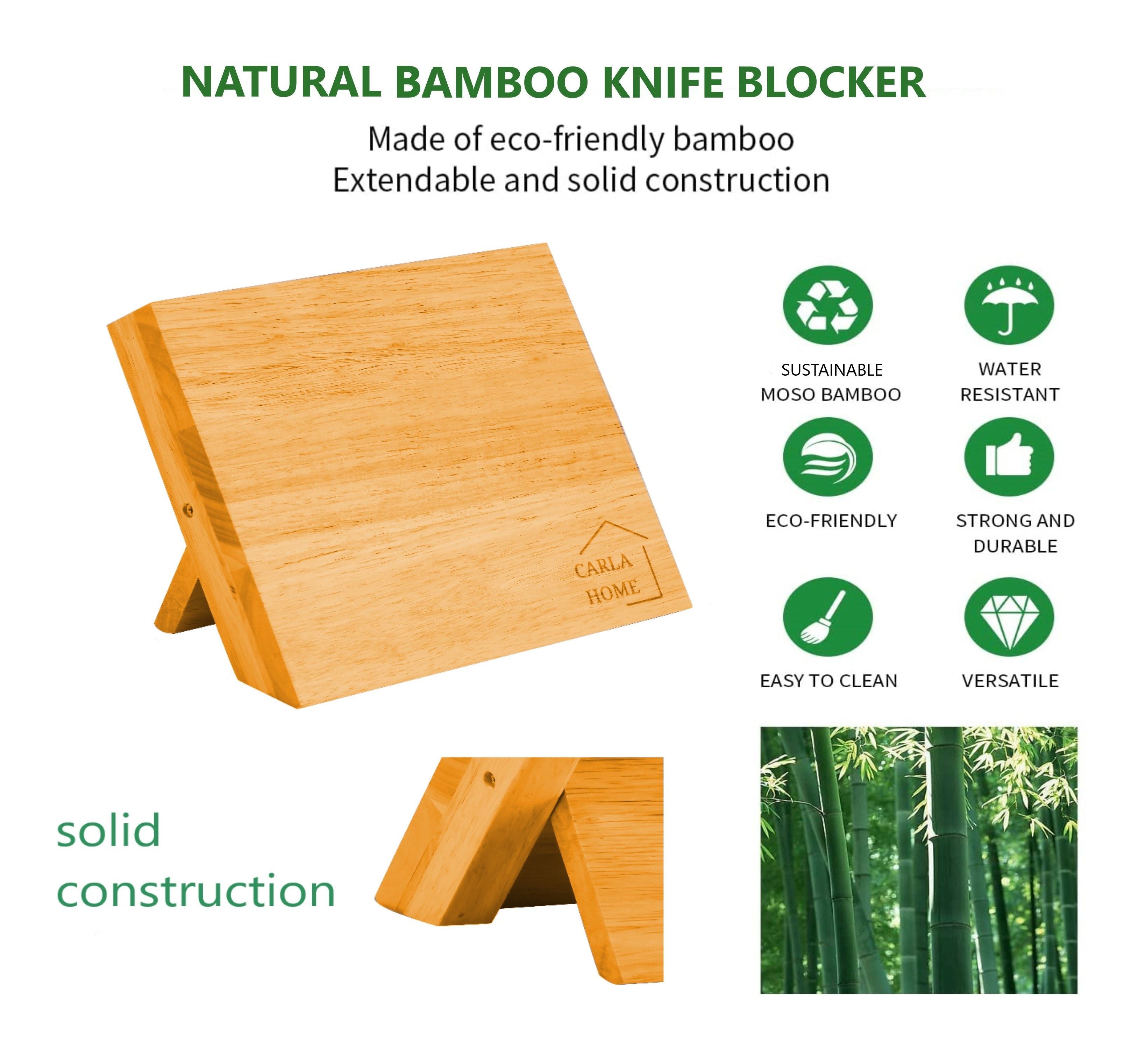 Strong Magnet Bamboo Knife Block Holder, 22 cm Capacity