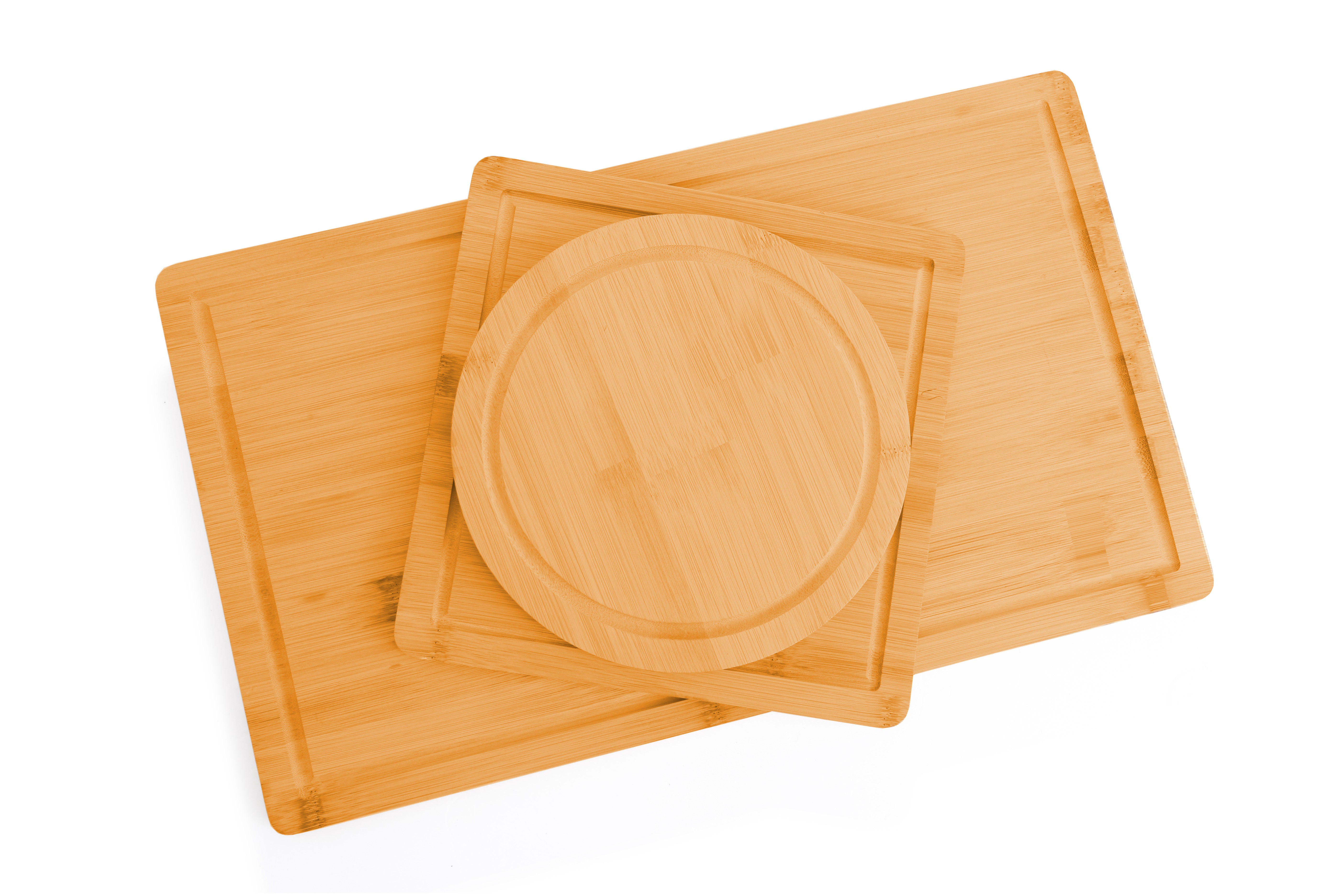 3-Piece Bamboo Cutting Board Set with Juice Groove and Holder