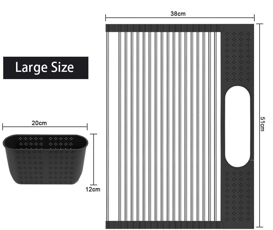 Large Stainless Steel Roll Up Dish Drying Rack, Heat Resistant