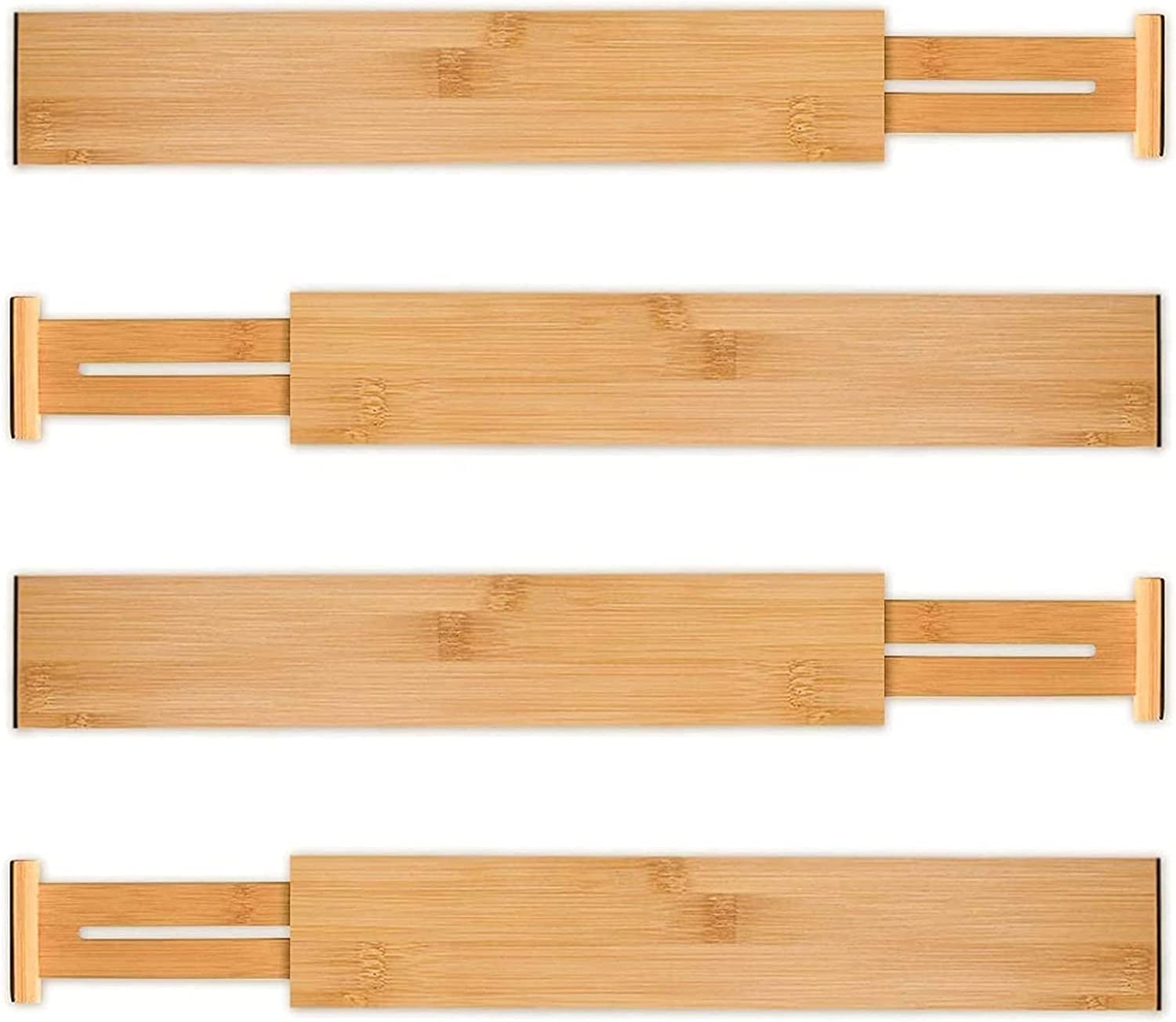 Expandable Bamboo Kitchen Drawer Dividers (44-55 cm, 4 Pack)