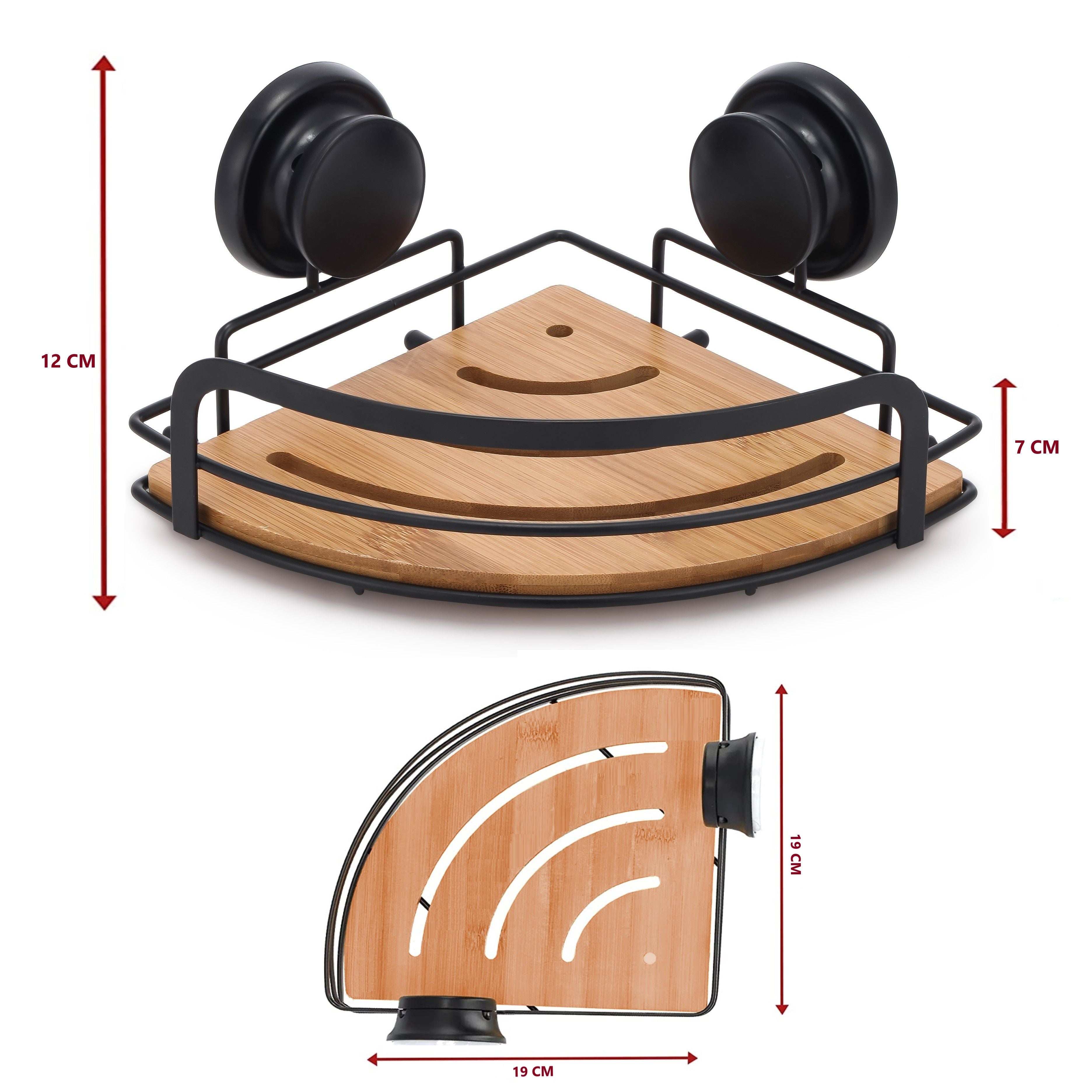 2 Pack Bamboo Shower Caddy Shelves, Rustproof SUS 304