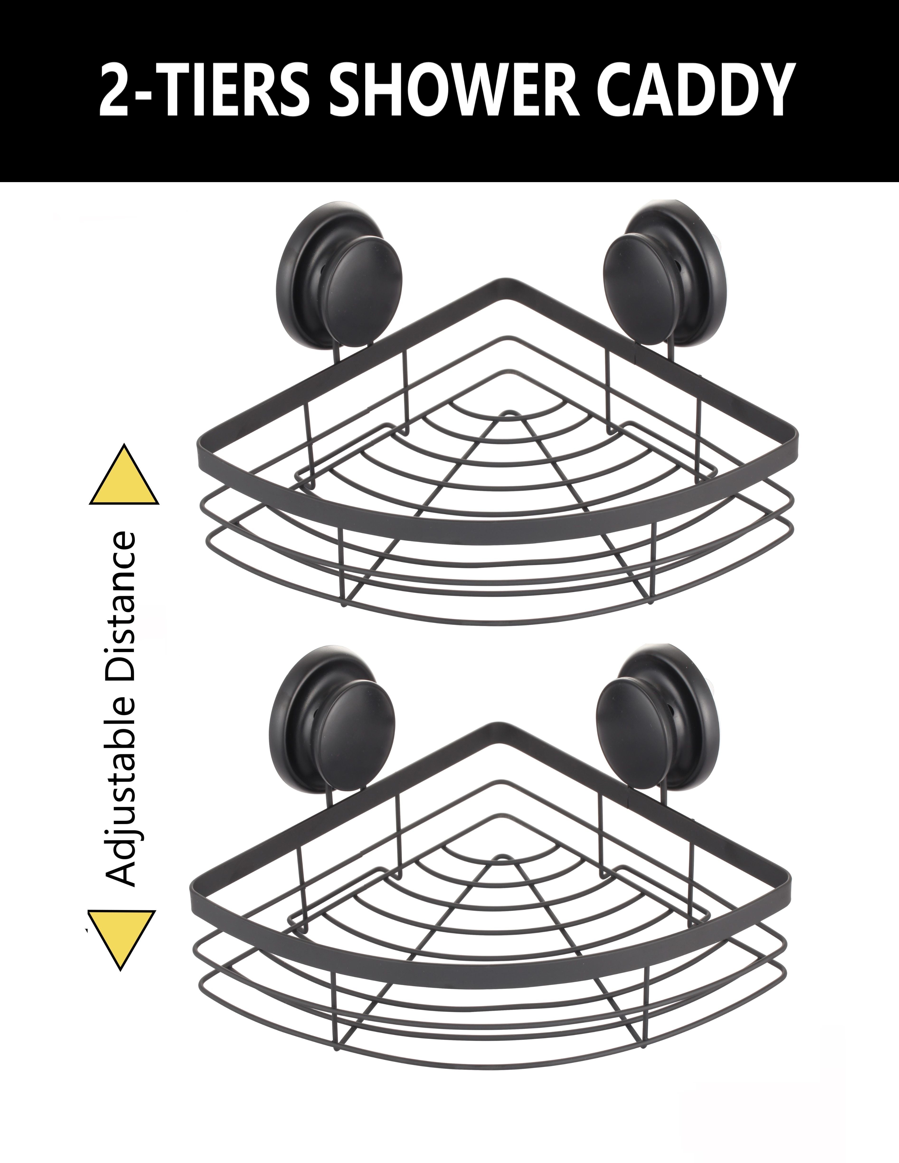 Rustproof 2 Pack Corner Shower Caddy Shelf with Suction Cups