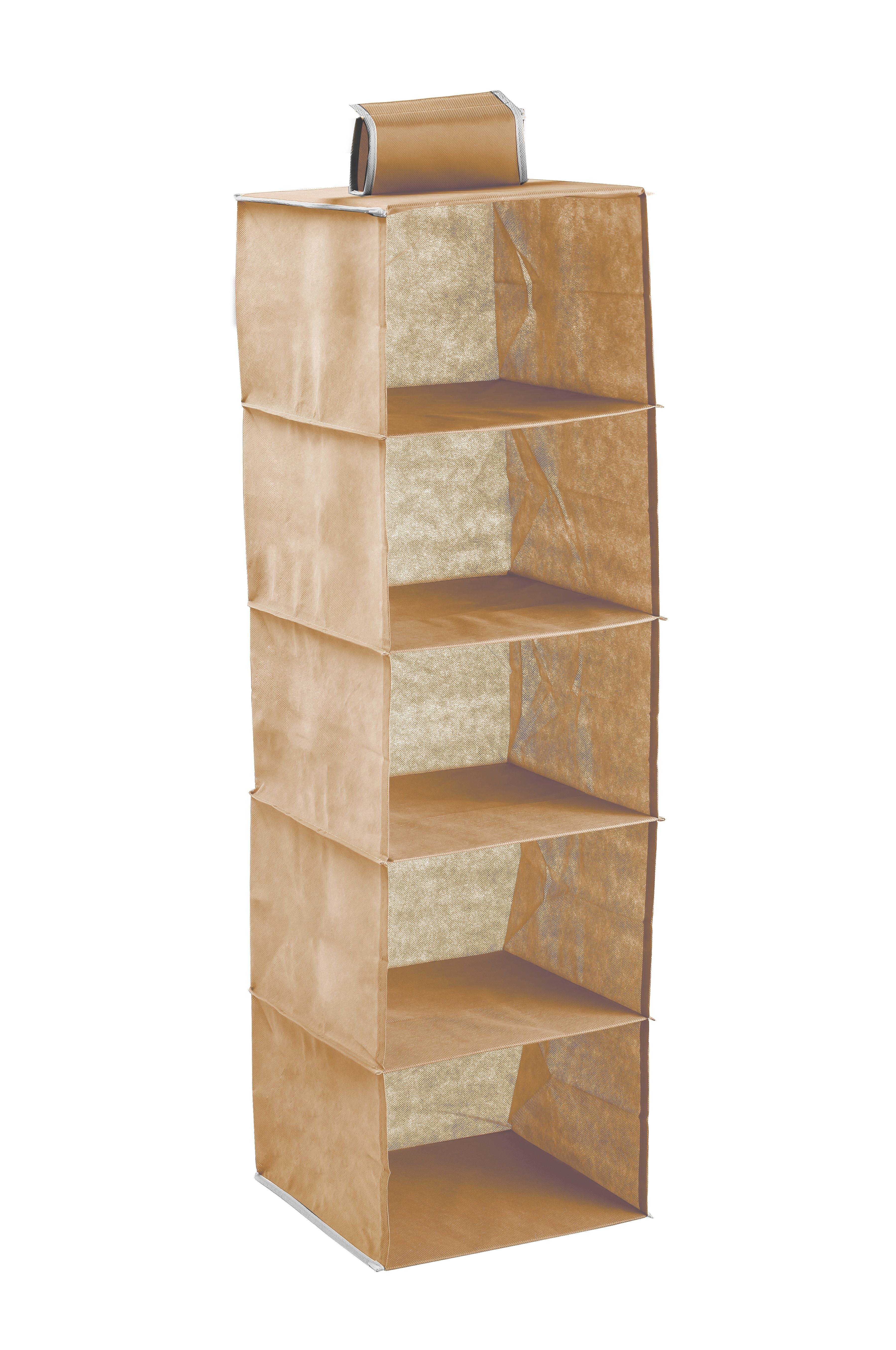 Durable 5 Tier Hanging Closet Shelf Organizer - Beige