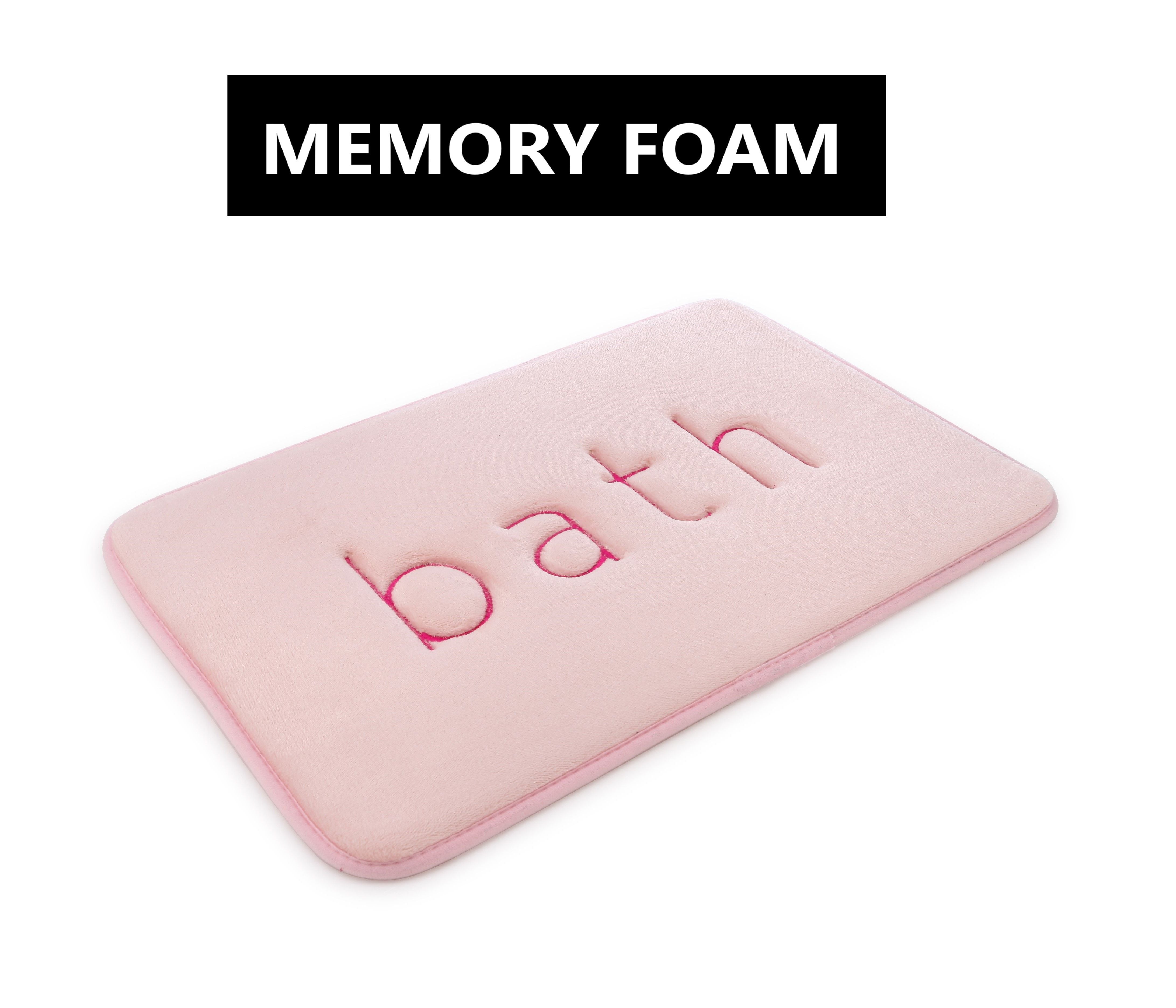 Extra Thick Velvet Memory Foam Bath Rug Mat, Pink (60x40cm)