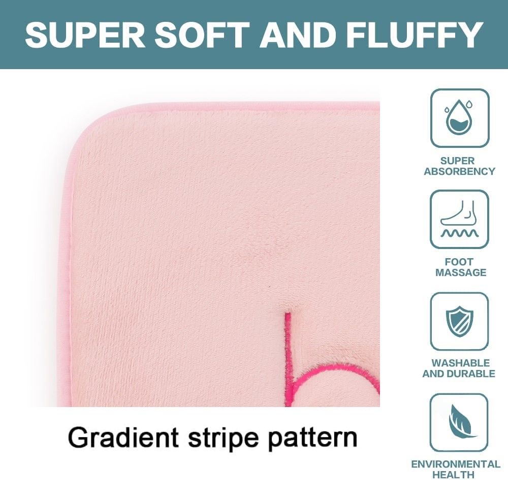 Extra Thick Velvet Memory Foam Bath Rug Mat, Pink (60x40cm)