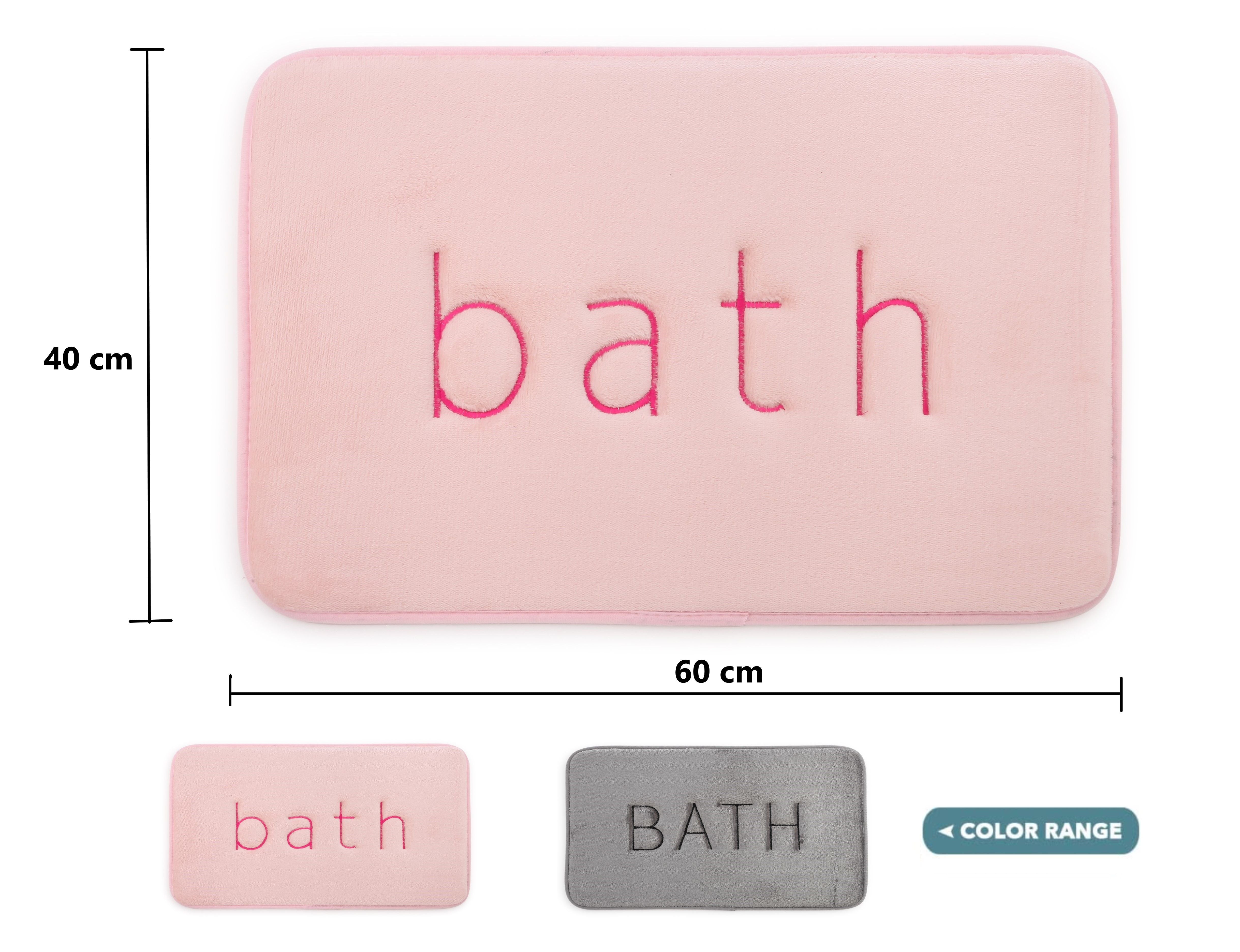 Extra Thick Velvet Memory Foam Bath Rug Mat, Pink (60x40cm)