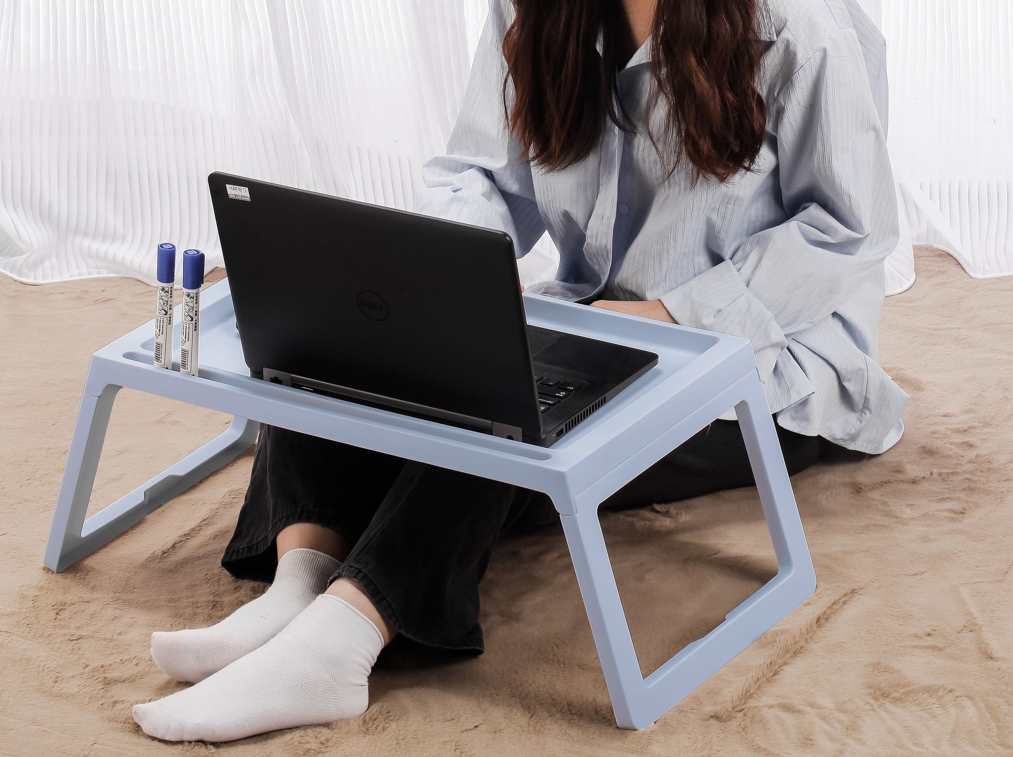 Multifunction Laptop Bed Desk with foldable legs for Home Office Blue