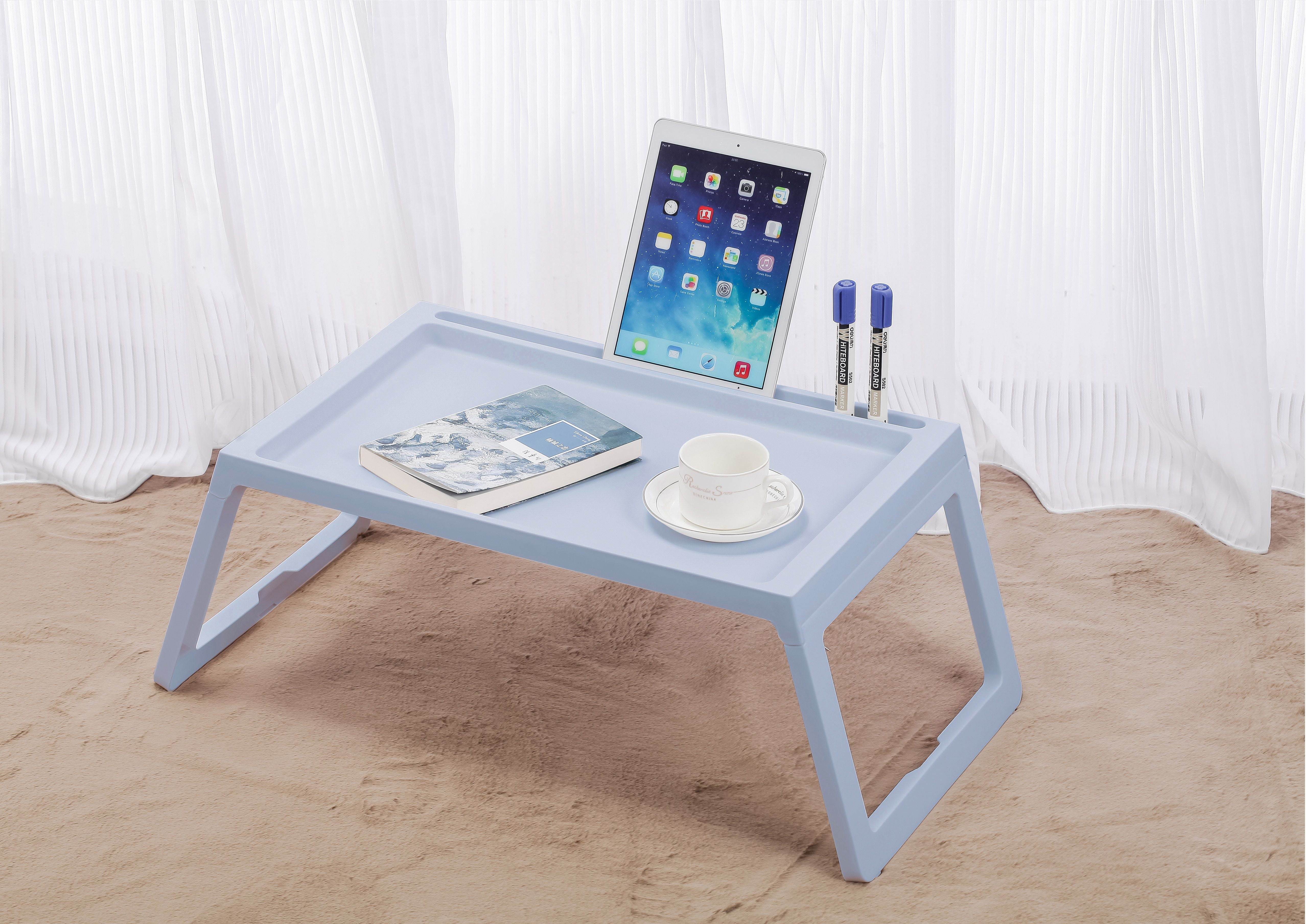 Multifunction Laptop Bed Desk with foldable legs for Home Office Blue