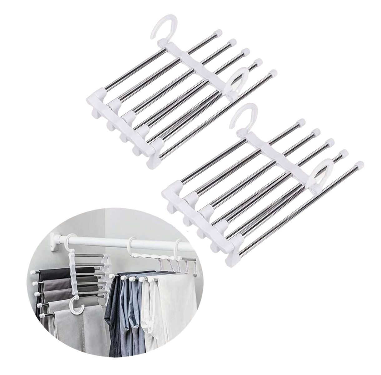 2 Pack Adjustable Stainless Steel Non-Slip Pants Hangers