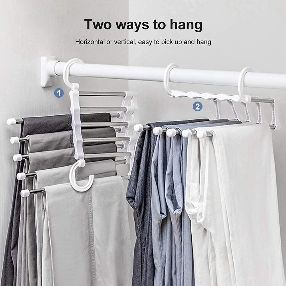 2 Pack Adjustable Stainless Steel Non-Slip Pants Hangers