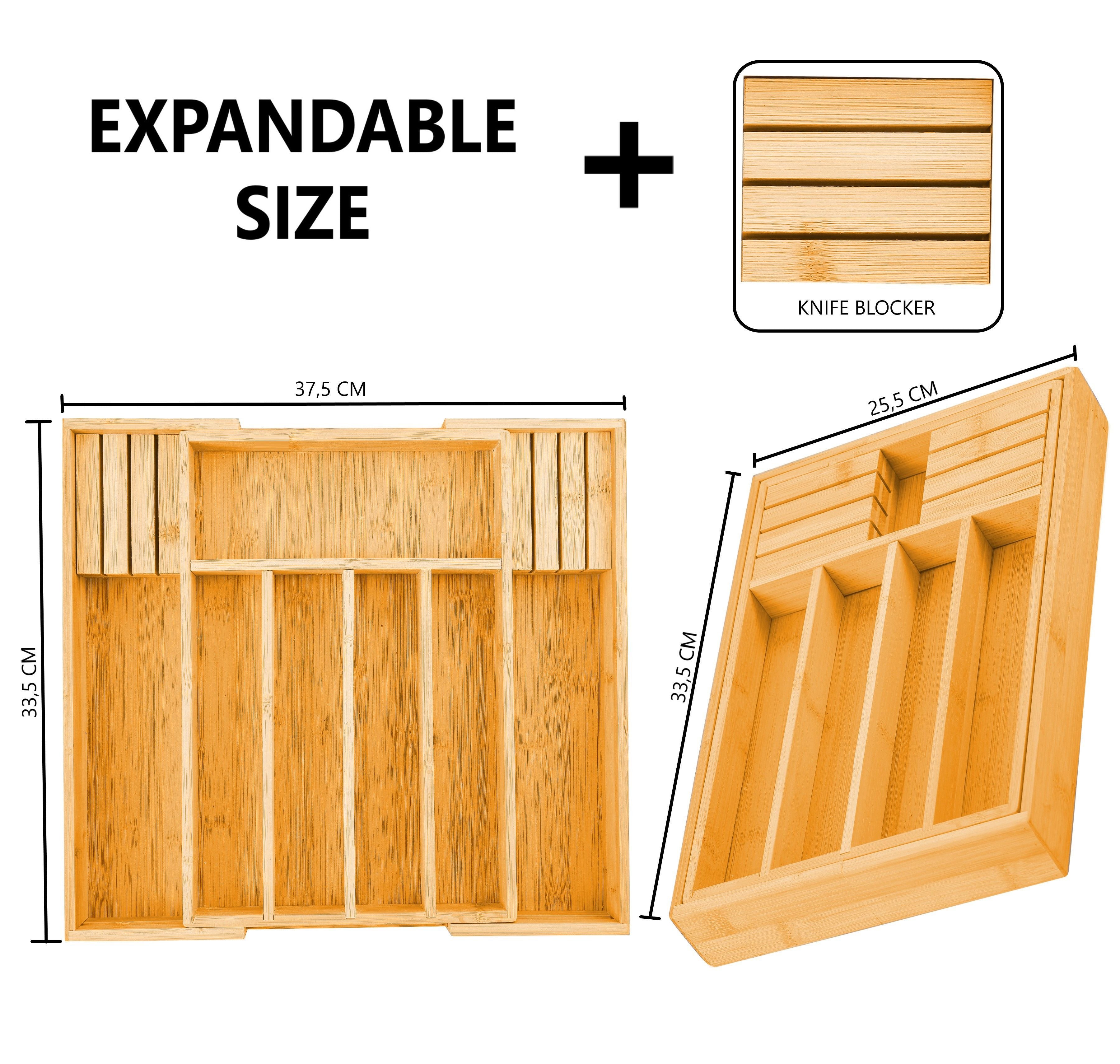 Large Bamboo Expandable Drawer Organizer 2 Pack