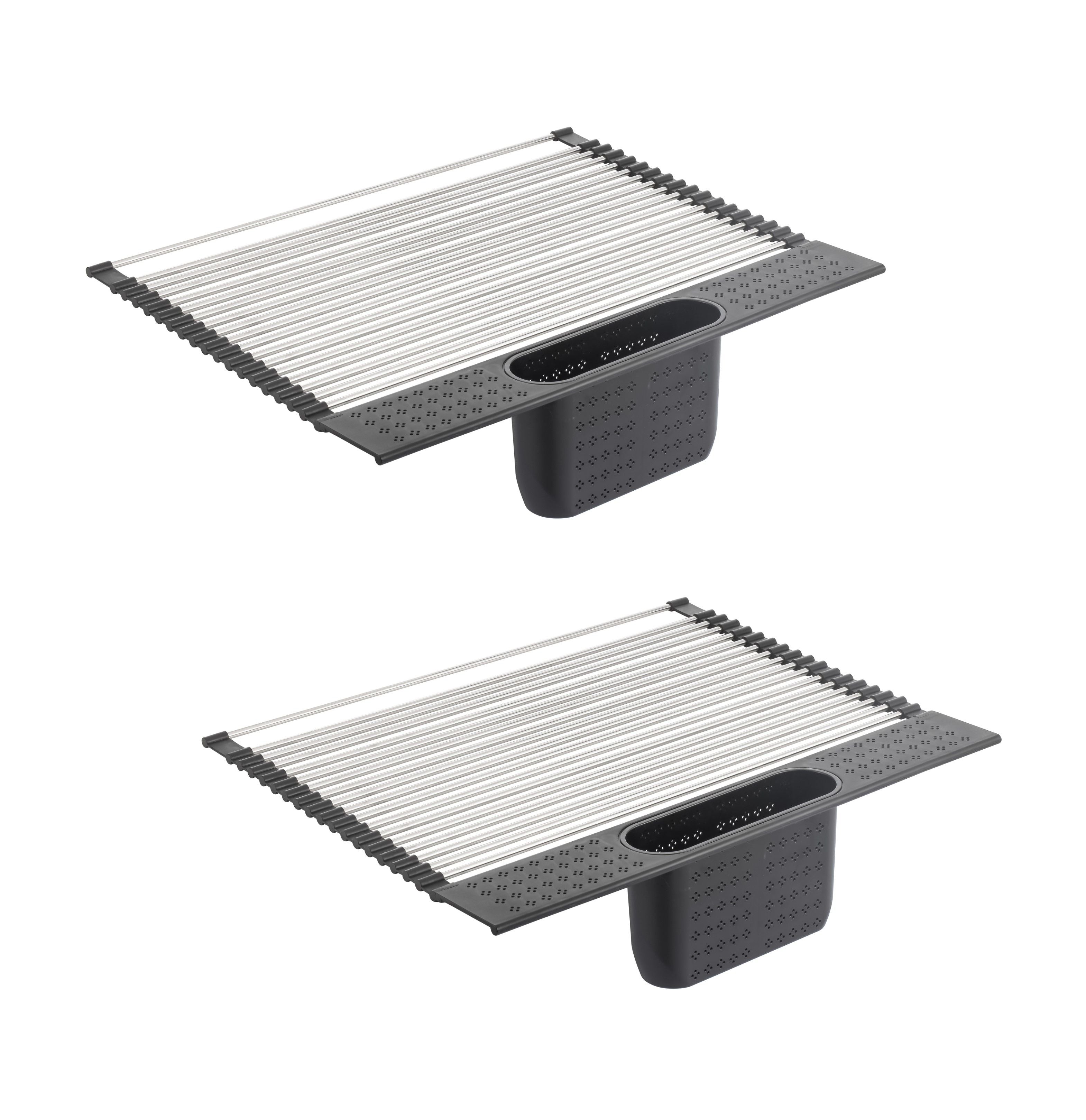 2 Pack Stainless Steel Roll Up Dish Rack, Utensil Holder