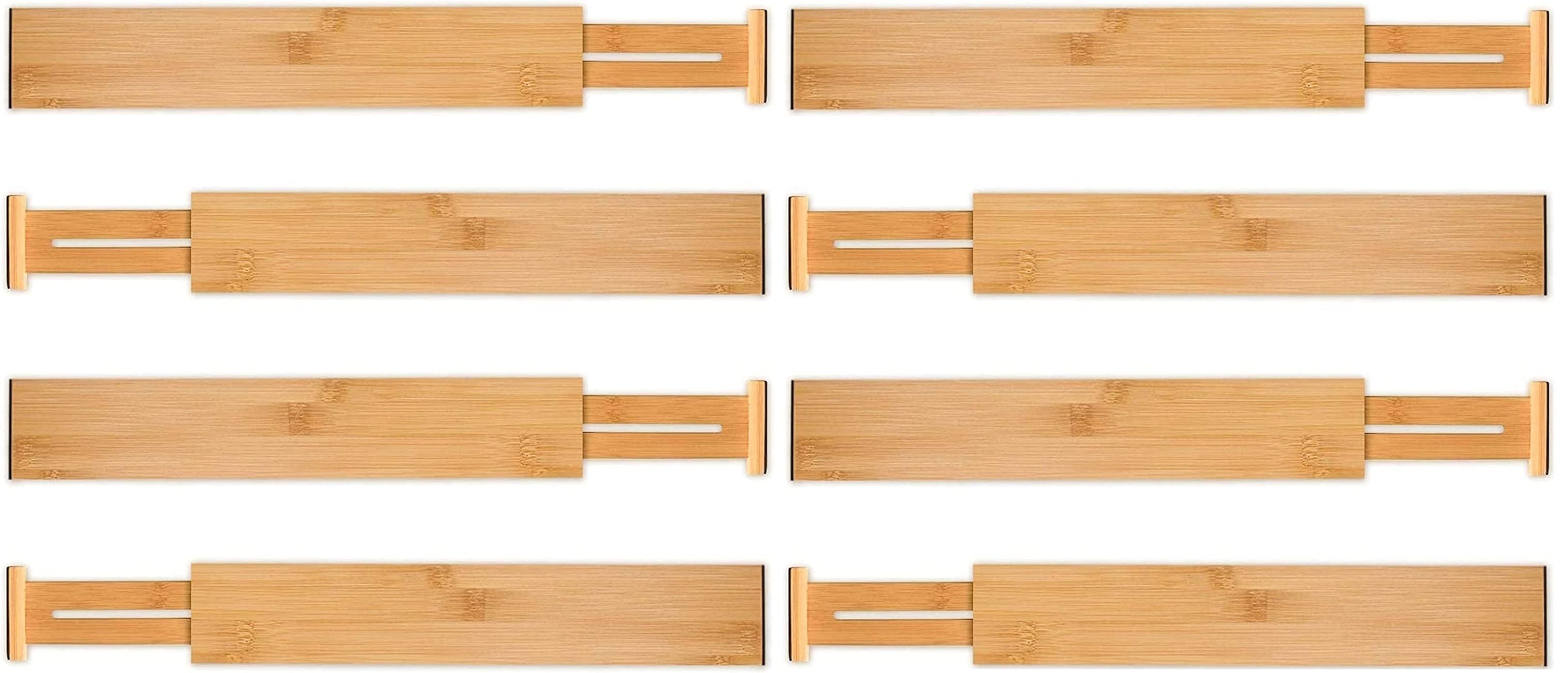 Adjustable Bamboo Kitchen Drawer Dividers Set, 8 Pack (44-55 cm)