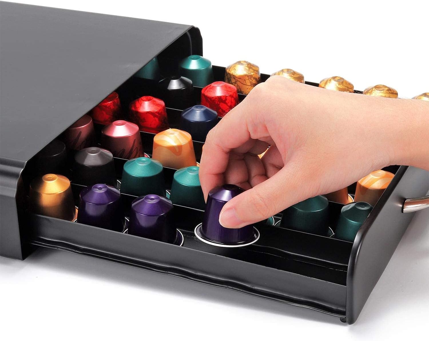 60-Pod Metal Coffee Pod Holder Storage Drawer with Anti-Slip Base