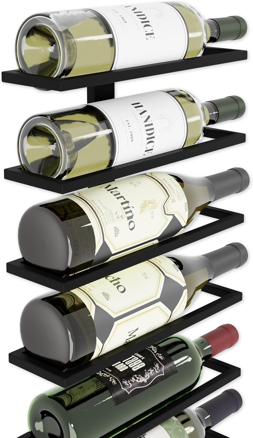 Set 2 Pcs Metal Wall Mount Wine Rack for Wine Bottles, Liquor, Champagne Holds 10 Bottles
