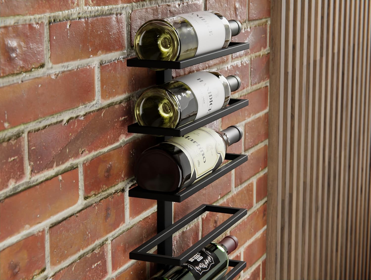 Set 2 Pcs Metal Wall Mount Wine Rack for Wine Bottles, Liquor, Champagne Holds 10 Bottles
