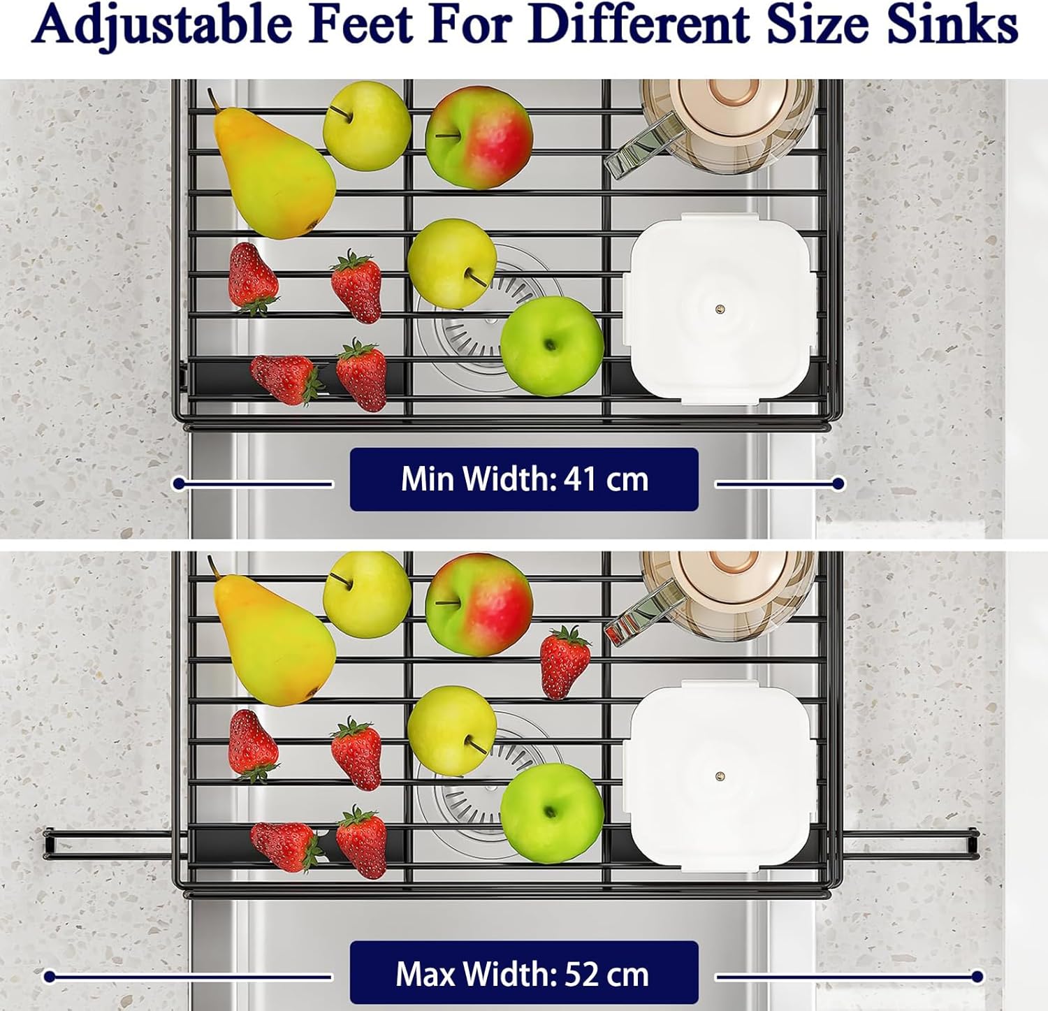 CARLA HOME Expandable Dish Drying Rack with Drainage Spout, Utensil Holder & Drainboardfor Kitchen Countertop Organizer 1 tier