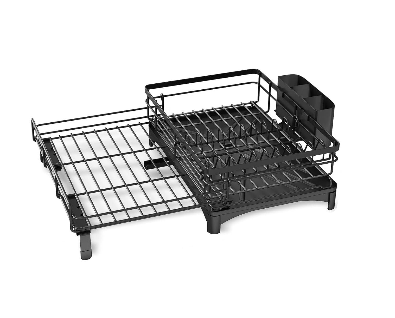 CARLA HOME Expandable Dish Drying Rack with Drainage Spout, Utensil Holder & Drainboardfor Kitchen Countertop Organizer 1 tier