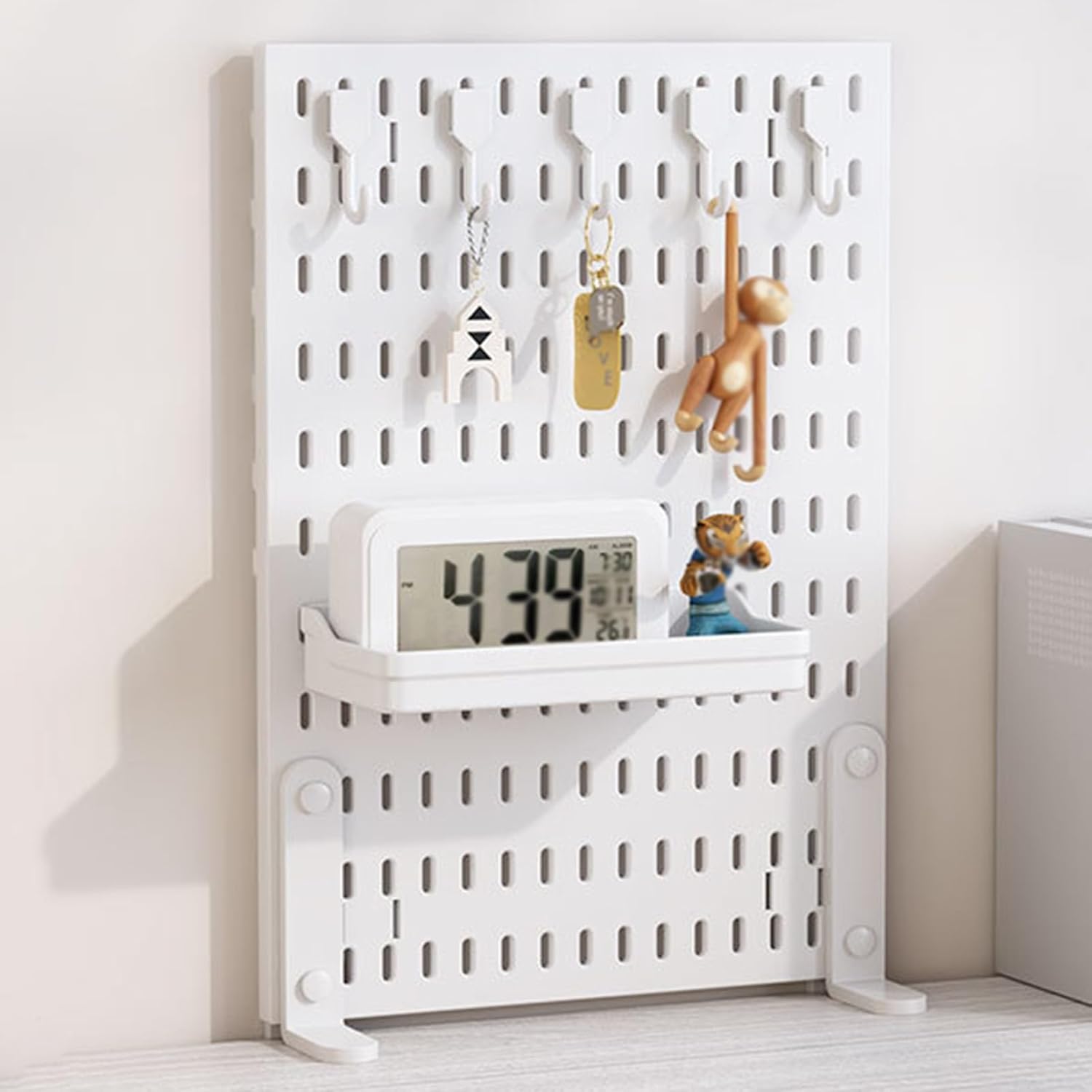 CARLA HOME Desk Pegboard Organizer Kit with Hooks, Tray & Mount Ideal for Office, Gaming Setup & Home Workspace Organization White