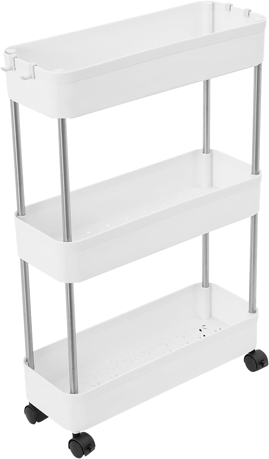 CARLA HOME Slim Storage Cart Organizer Trolley with Wheels for Kitchen, Bathroom, Laundry & Narrow Spaces 3 tier